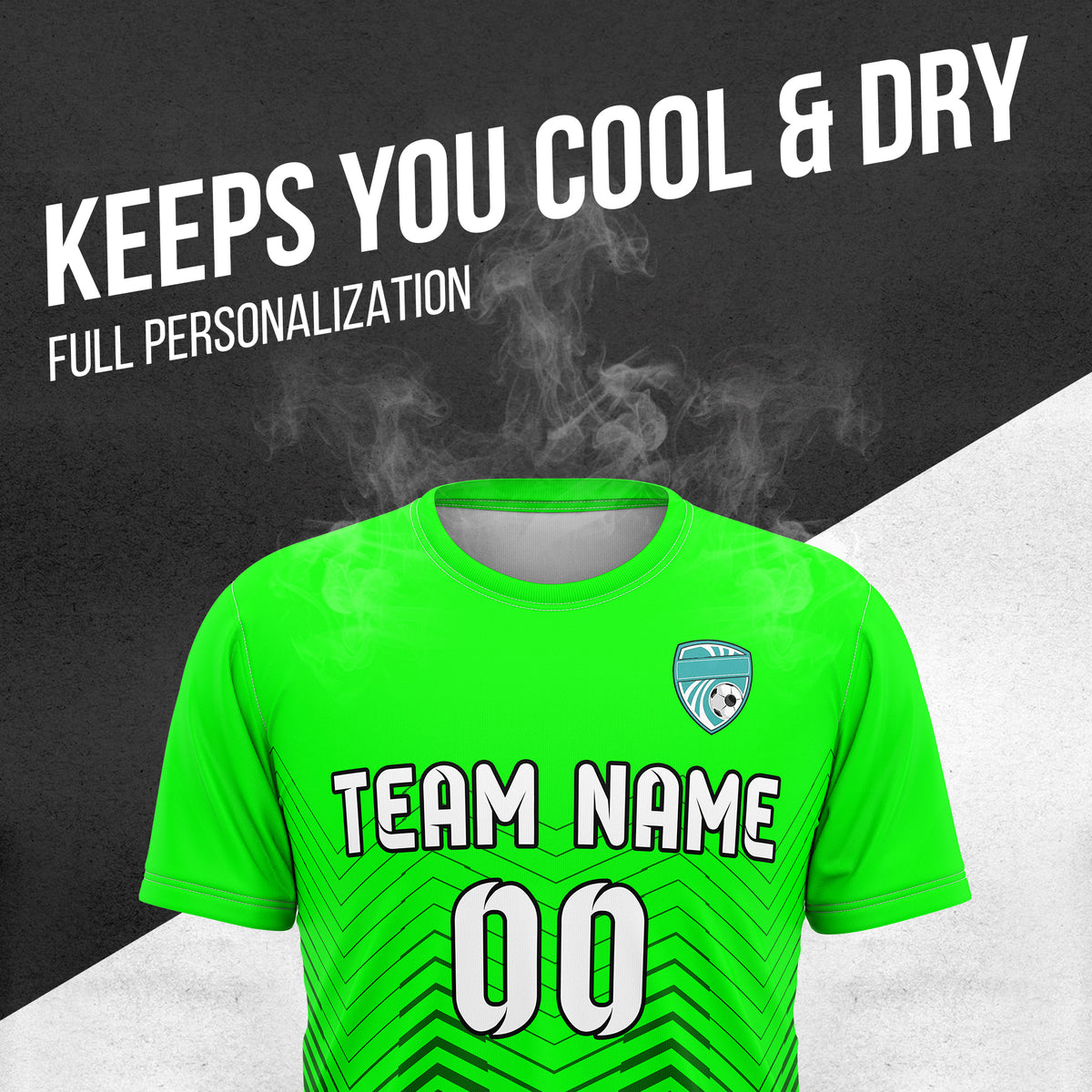 Custom Soccer R Side Pattern Neon Green Apex Strike Sports Tops Jersey