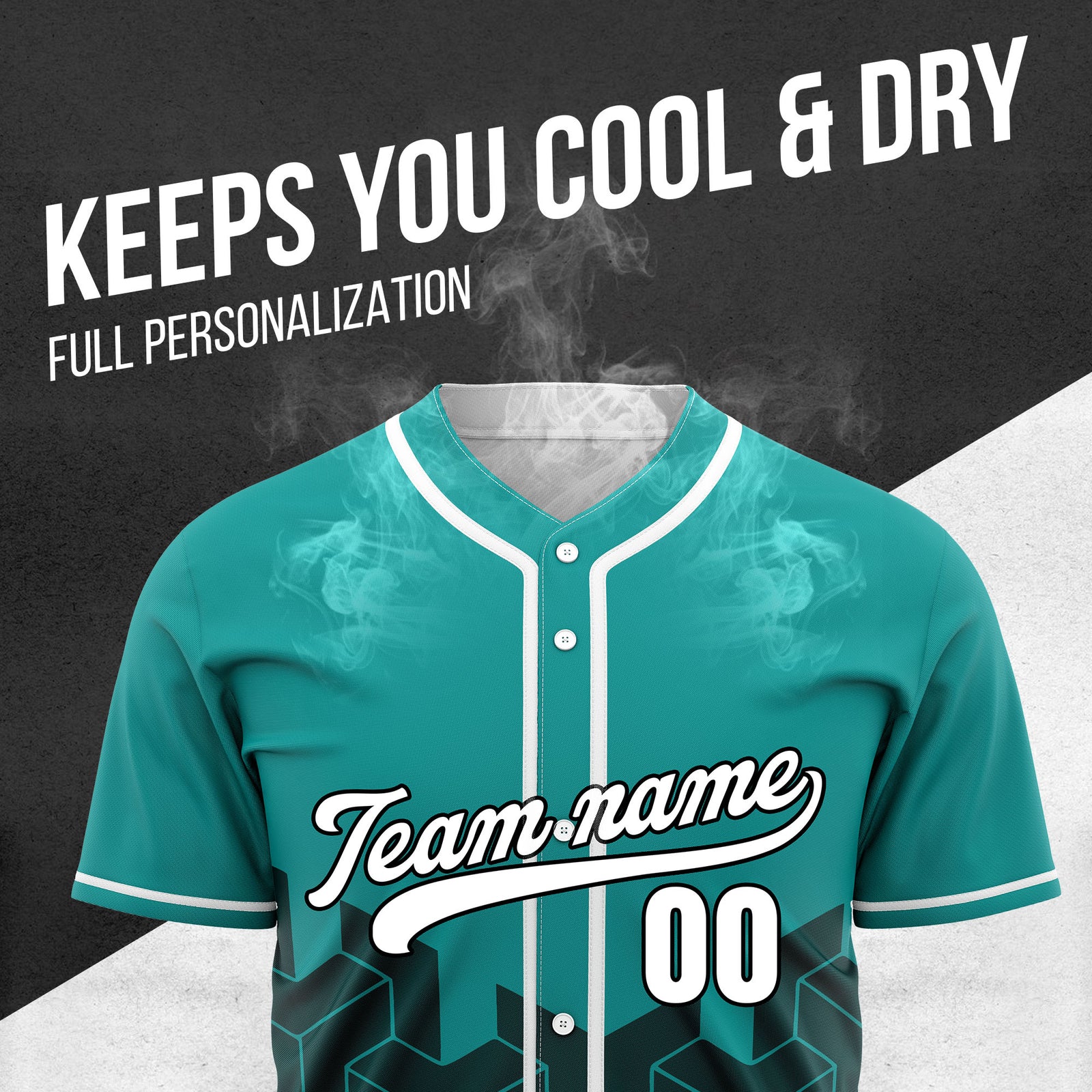 Custom Grid Iron Teal Baseball Sports Jersey Personalized Uniform with Name & Number
