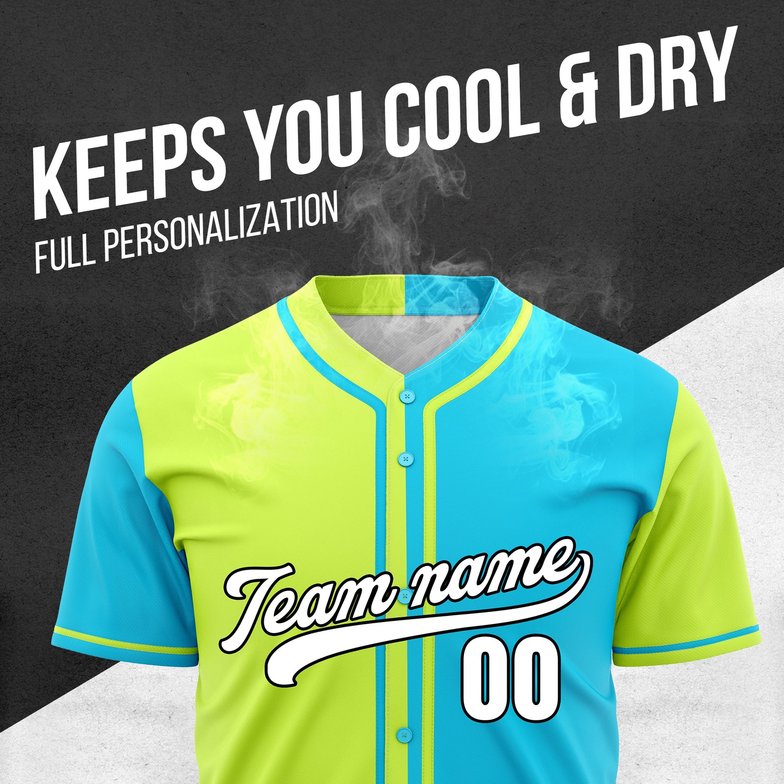 Custom Split Baseball Blue Sports Jersey Personalized Uniform with Name & Number