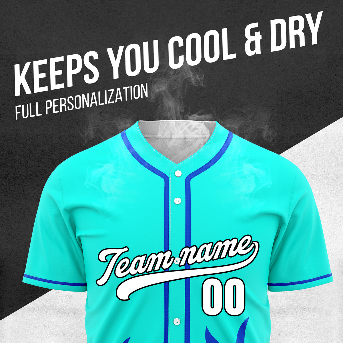 Custom Burnout Aqua Baseball Sports Jersey Personalized Uniform with Name & Number