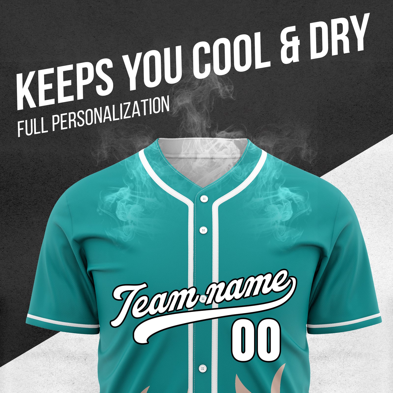 Custom Burnout Teal Baseball Sports Jersey Personalized Uniform with Name & Number