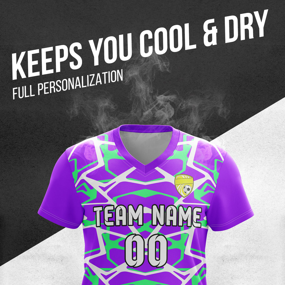 Custom Wild Pulse V-Full Pattern Soccer Purple Sport Tops Jersey
