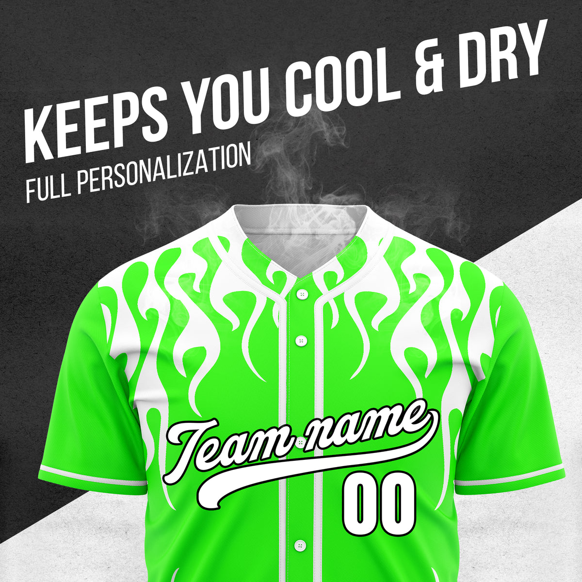 Custom Frostburn Neon Green Baseball Sports Jersey Personalized Uniform with Name & Number