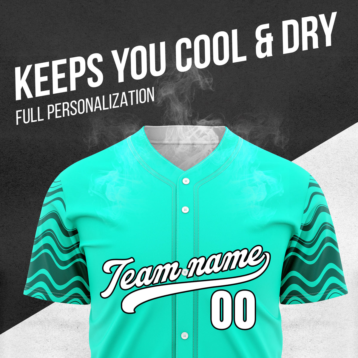 Custom Aqua Baseball Wave Sports Jersey Personalized Uniform with Name & Number