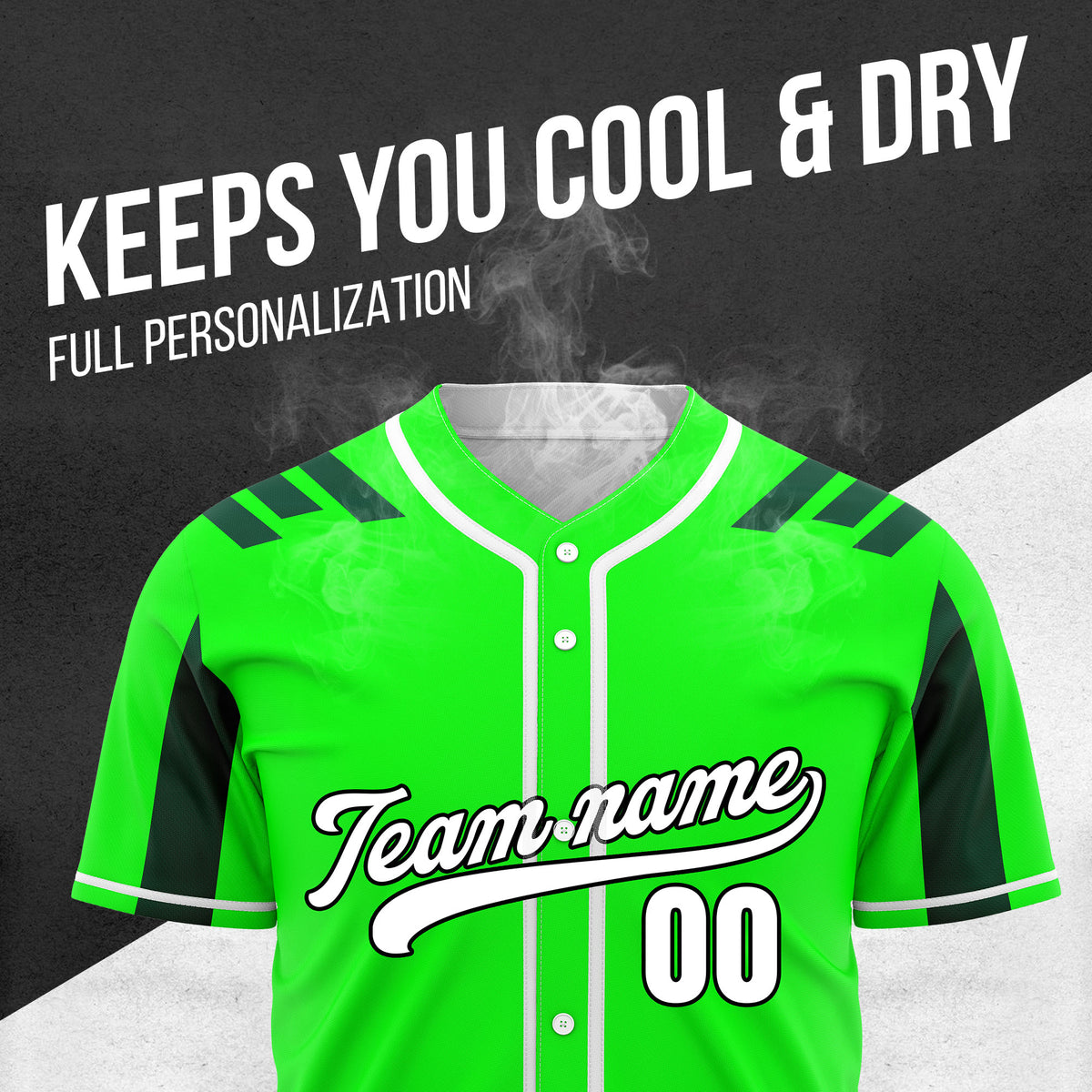 Custom Radiant Strike Green Raglan Style Baseball Sports Jersey Personalized Uniform with Name & Number