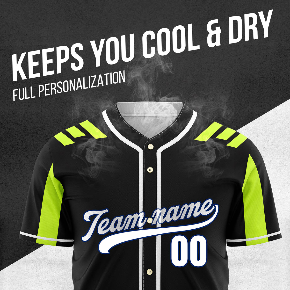 Custom Radiant Strike Black Raglan Style Baseball Sports Jersey Personalized Uniform with Name & Number