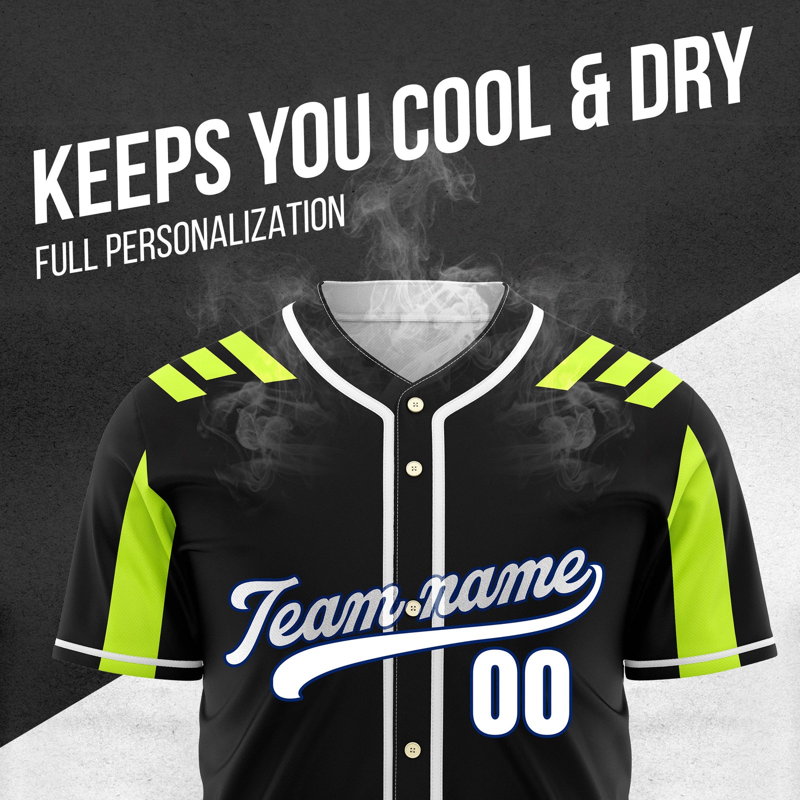 Custom Radiant Strike Black Raglan Style Baseball Sports Jersey Personalized Uniform with Name & Number