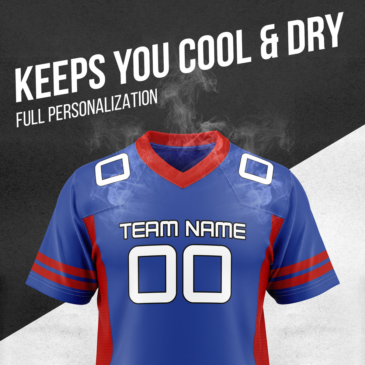 Custom Blue Performance Flag Football Jersey