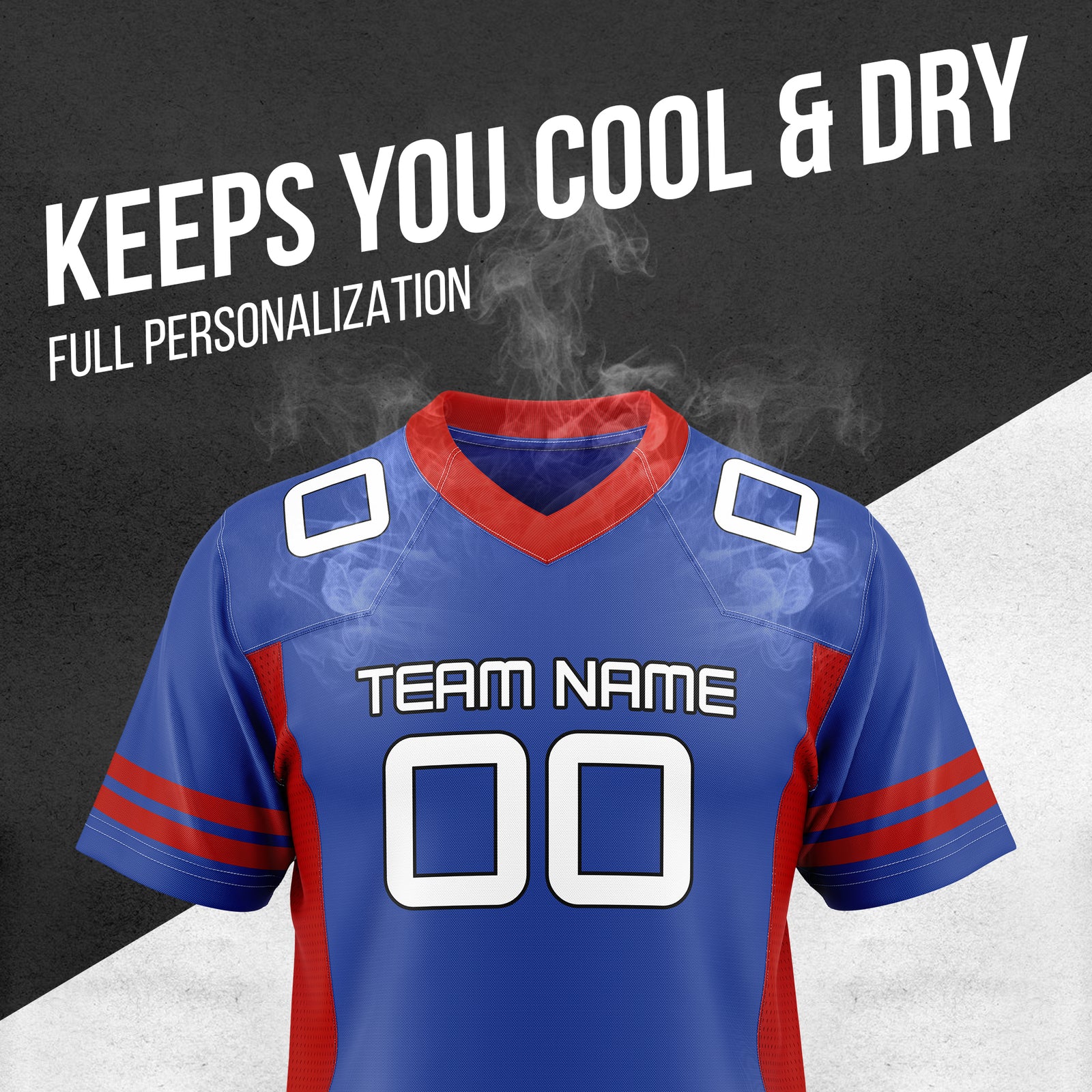 Custom Blue Performance Flag Football Jersey