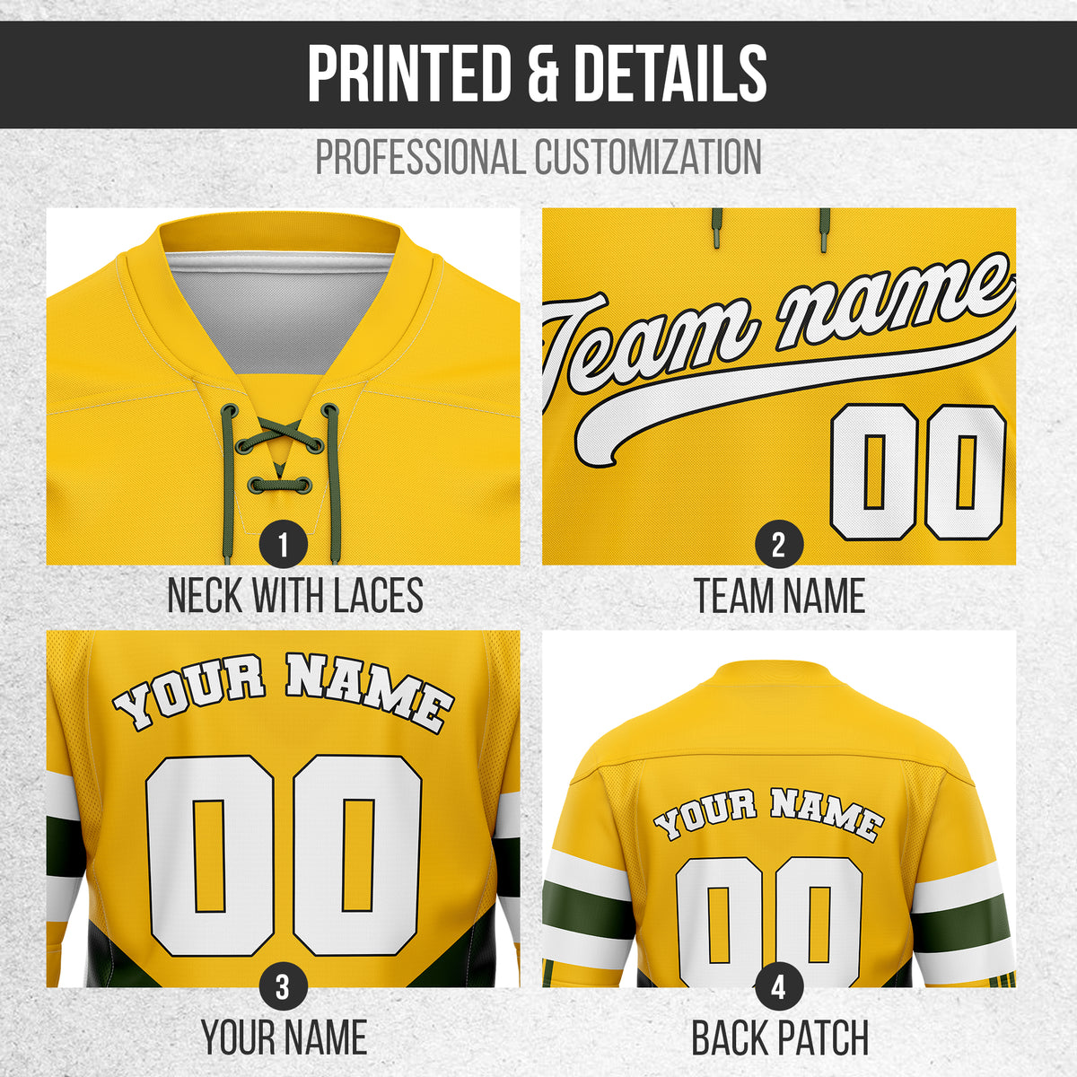 Hockey Jersey - Laces - yellow