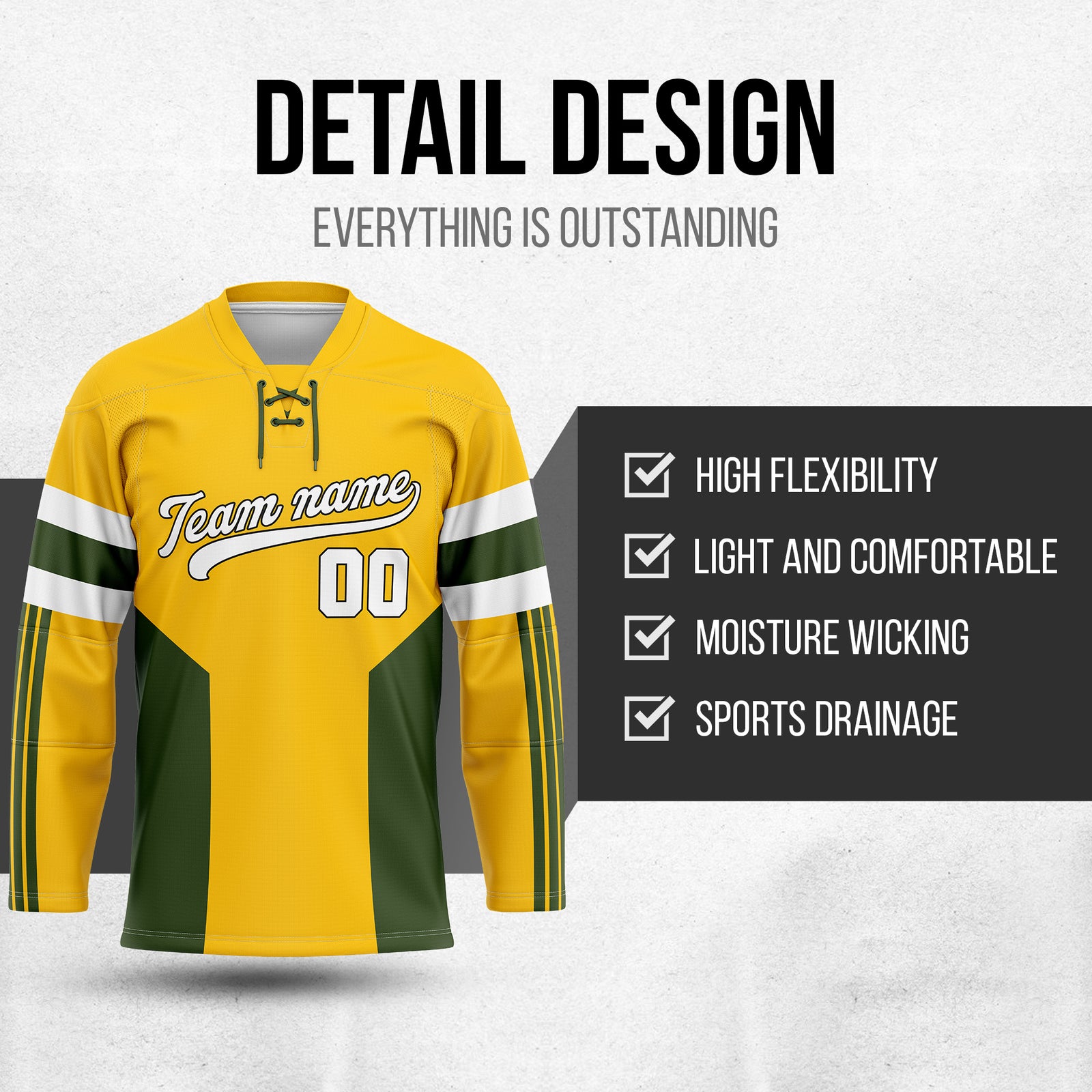 Hockey Jersey - Laces - yellow