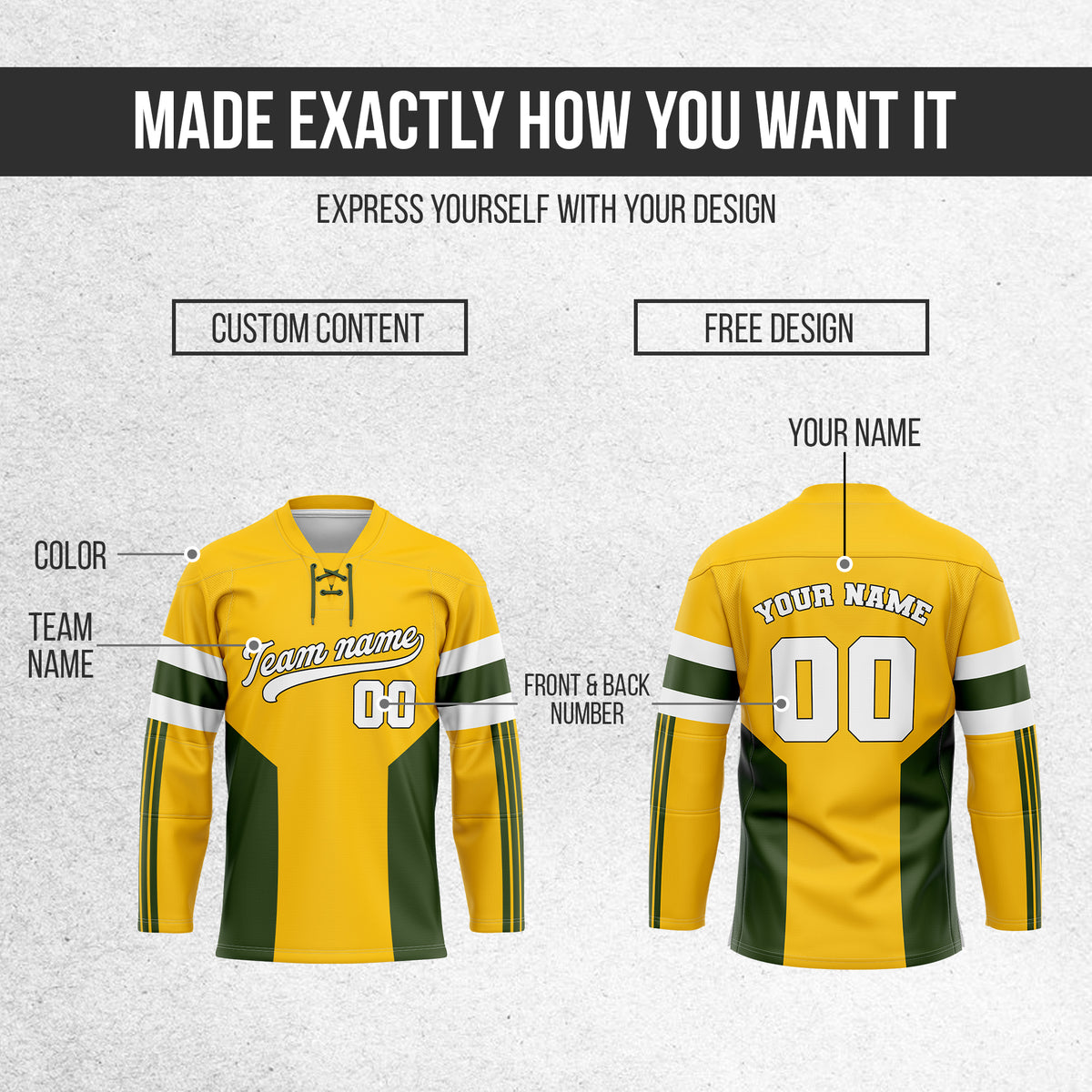 Hockey Jersey - Laces - yellow