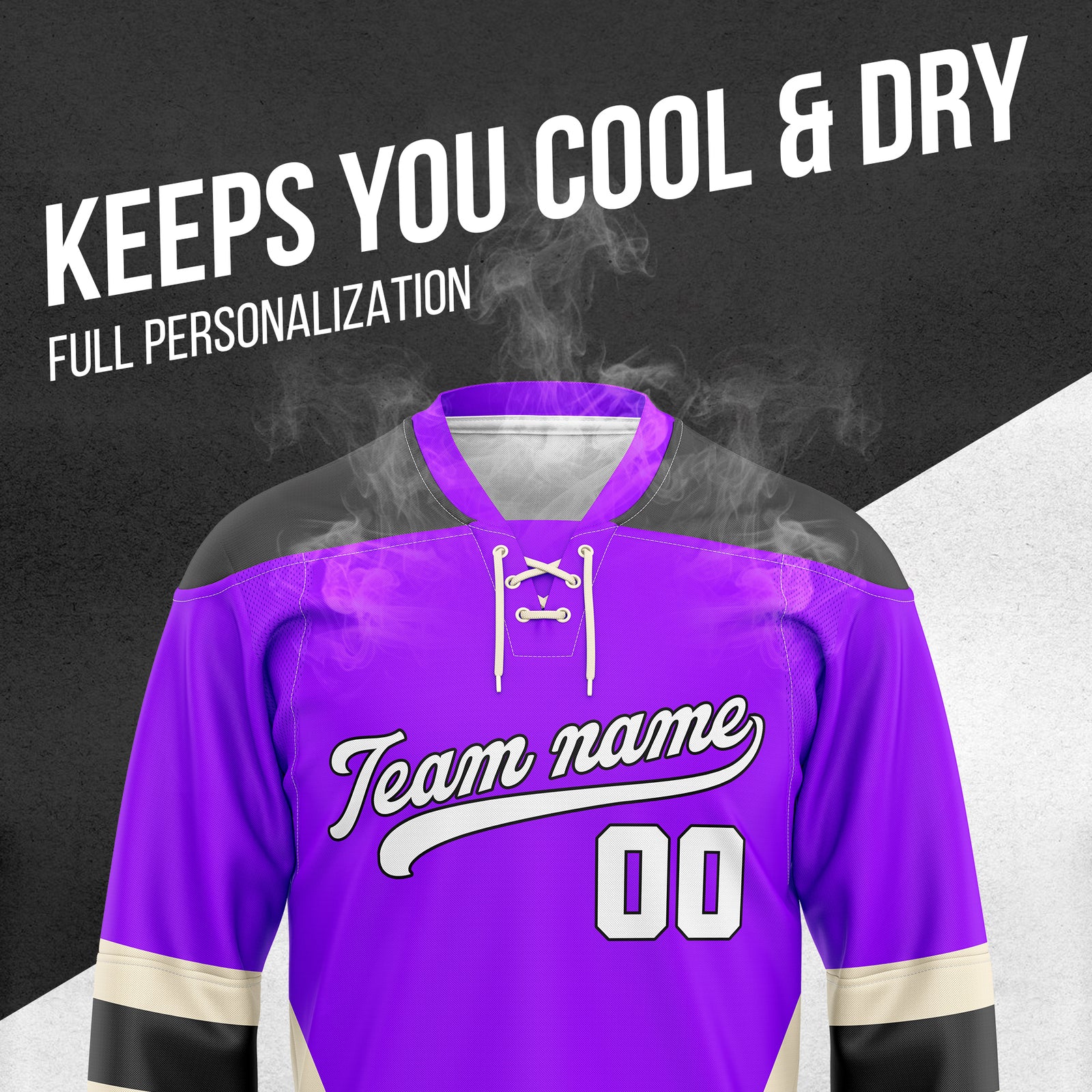 Hockey Jersey - Raglan Sleeves - Purple