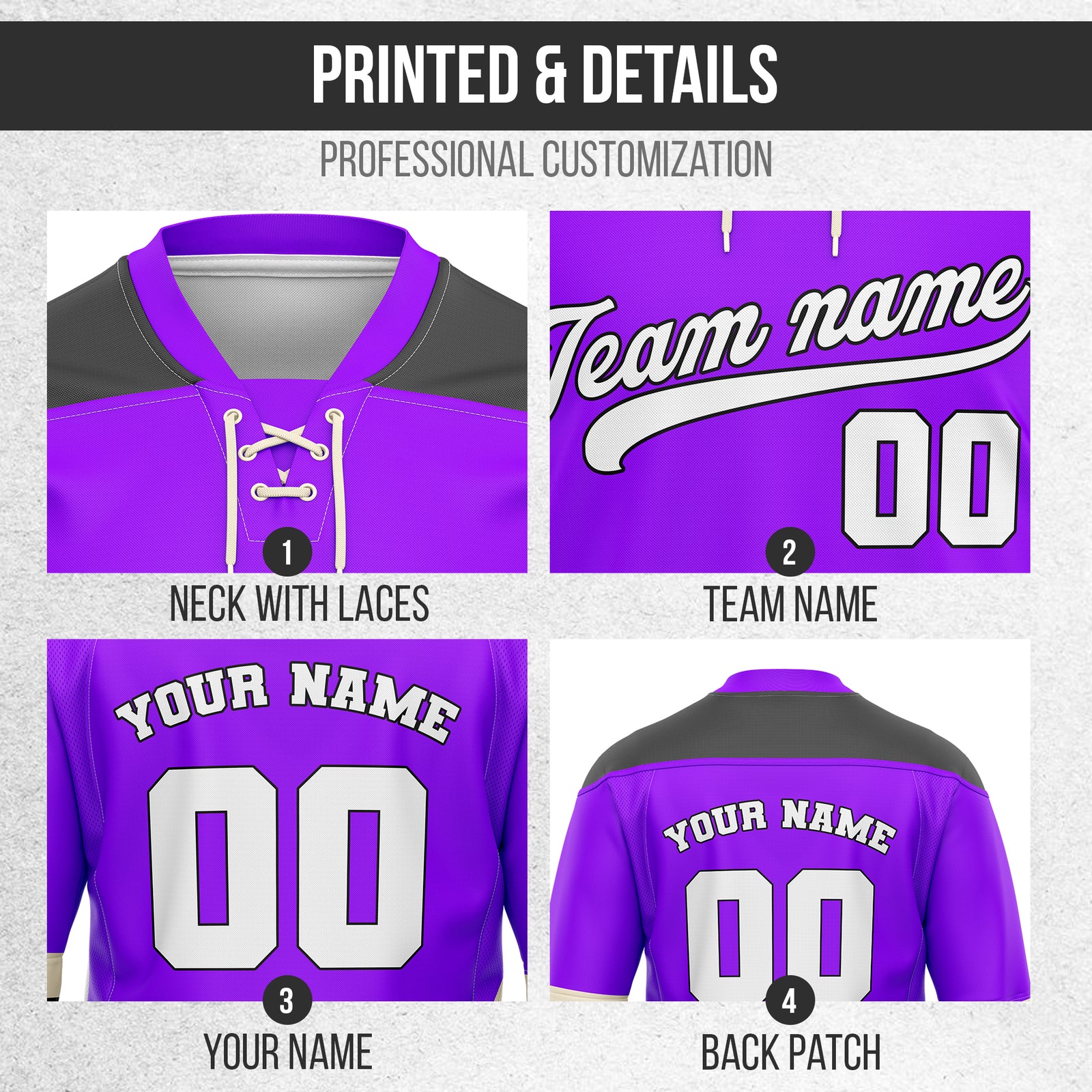 Hockey Jersey - Raglan Sleeves - Purple
