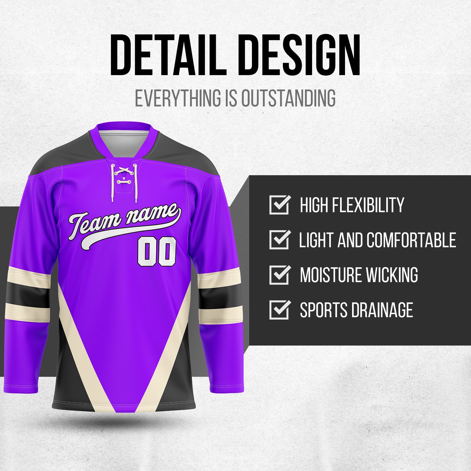 Hockey Jersey - Raglan Sleeves - Purple