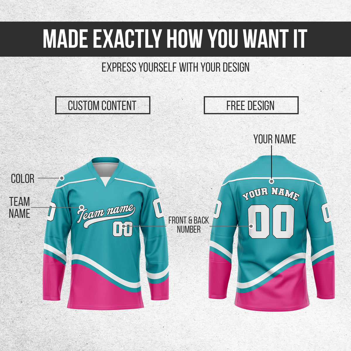 Hockey Jersey -  V Neck - Teal