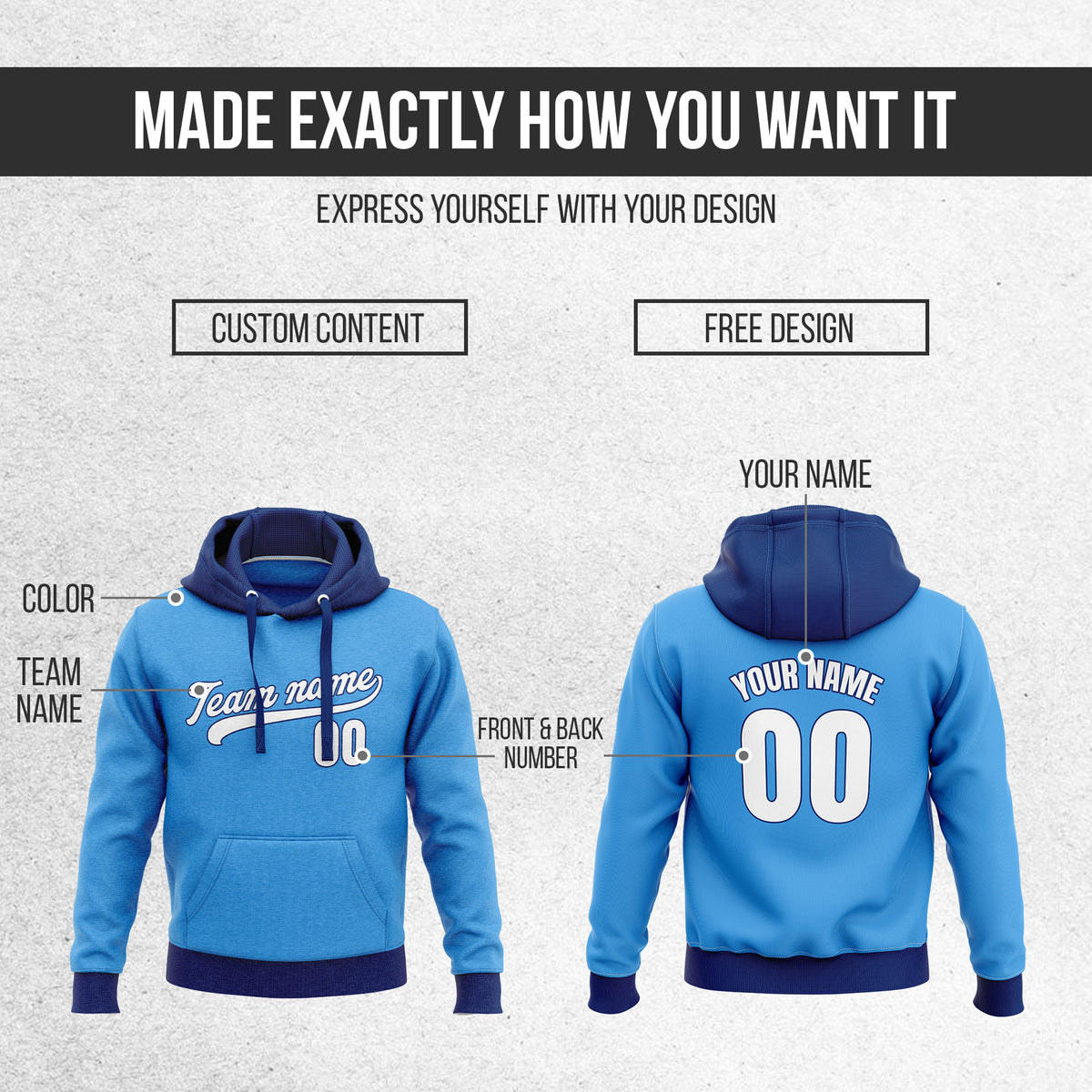 Hoodie - Classic Style - Blue