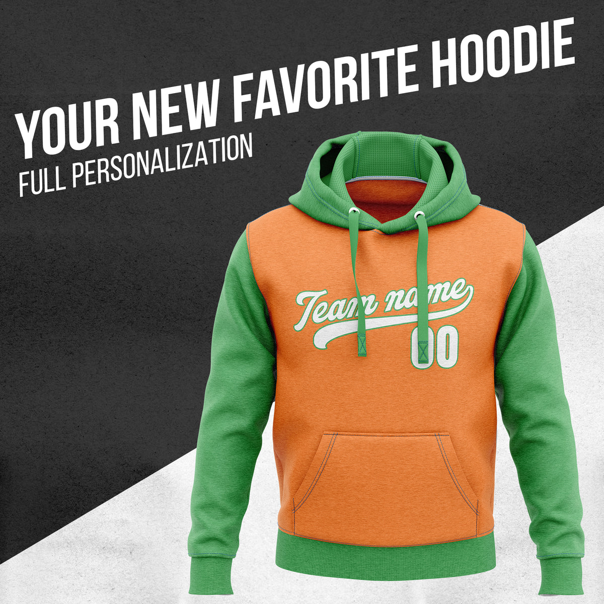 Hoodie - Raglan Sleeves - Green