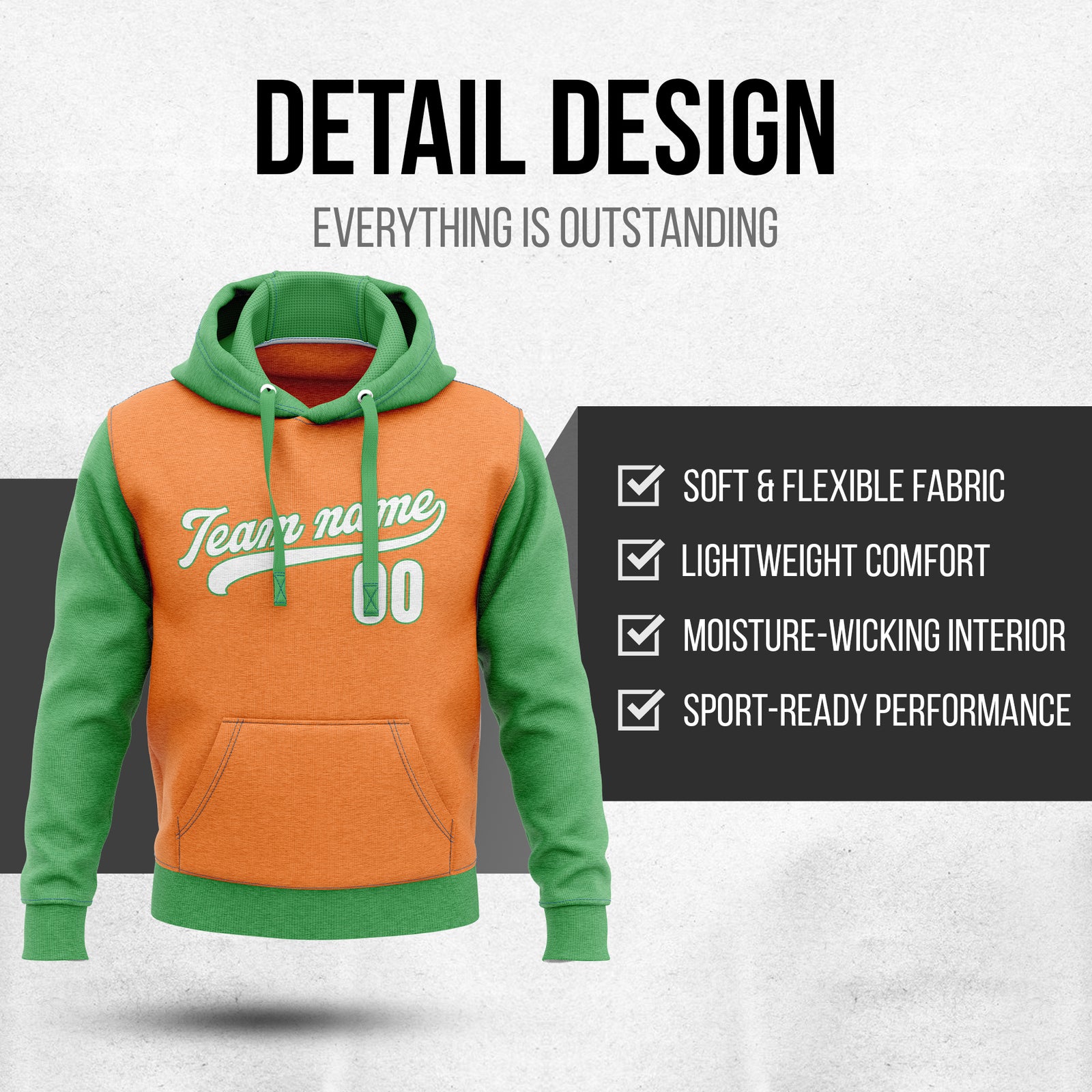 Hoodie - Raglan Sleeves - Green