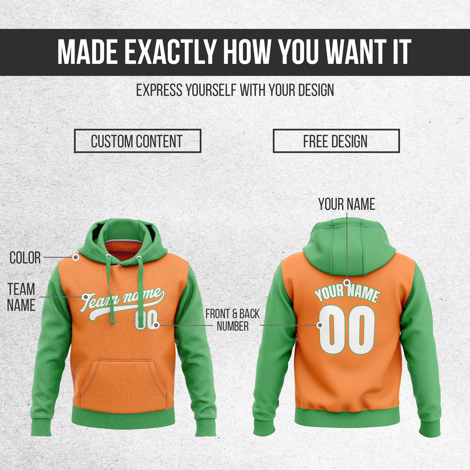Hoodie - Raglan Sleeves - Green