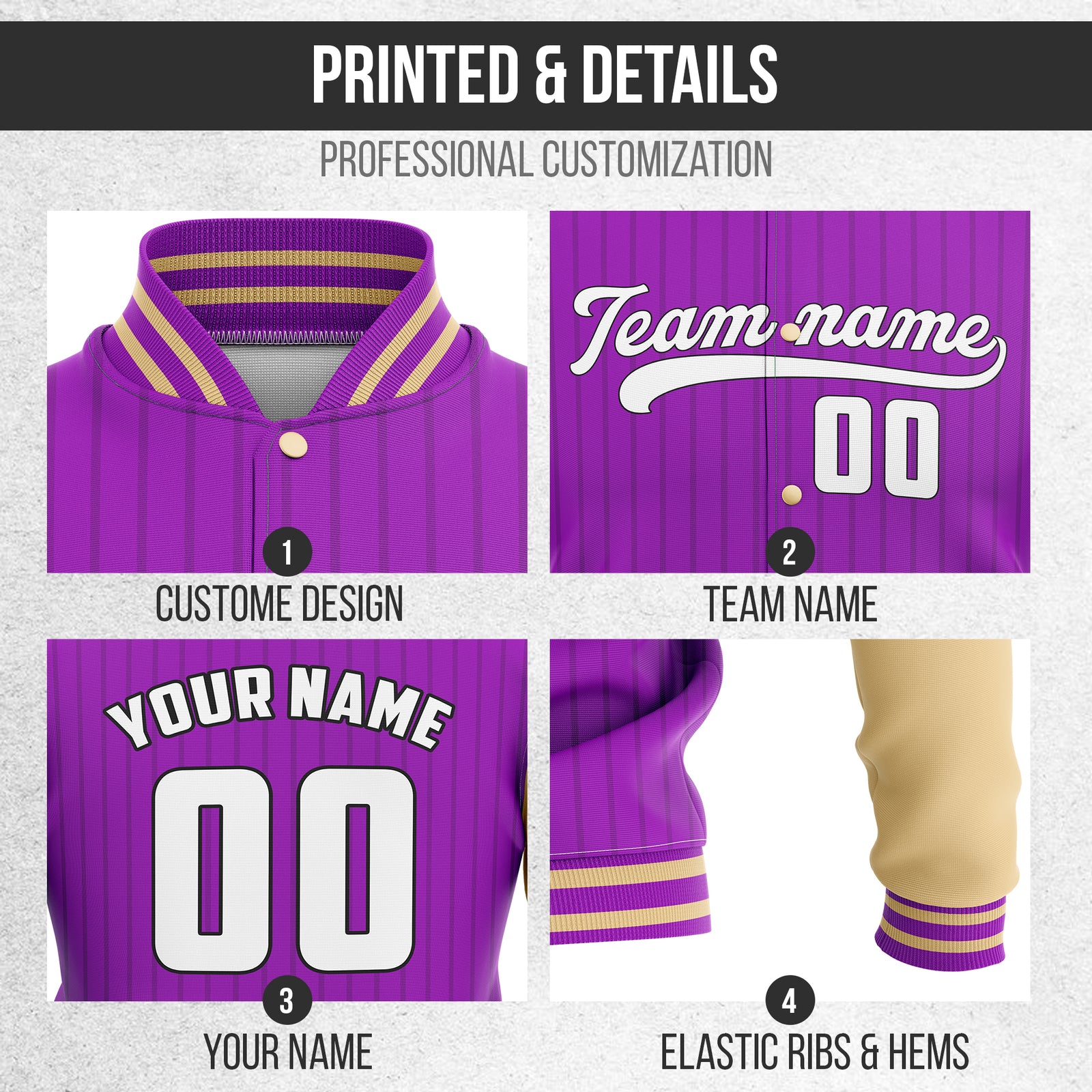 Jackets -Stripe Fashion - Purple