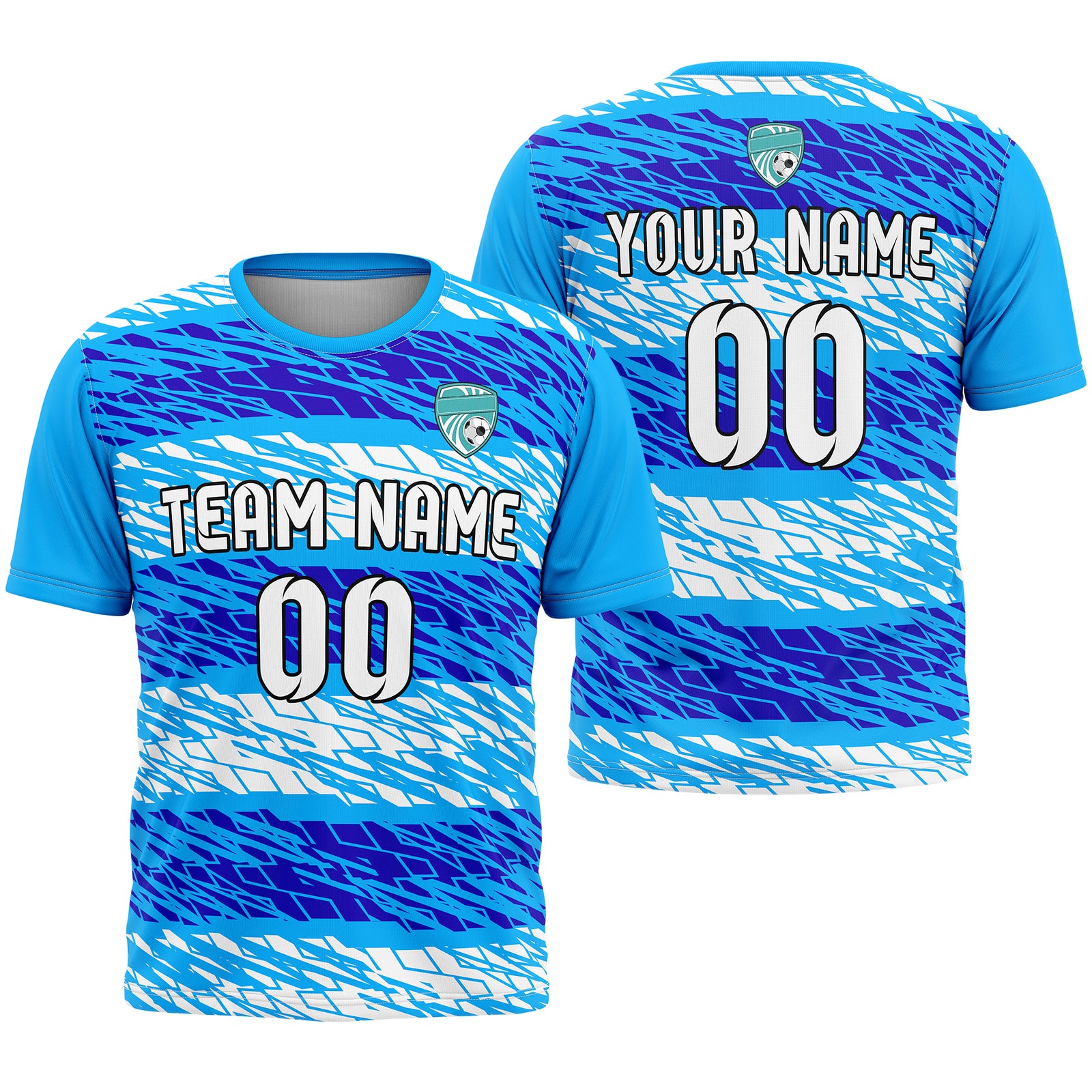 Soccer Jersey - Round Neck - Full Pattern - Design 2 - Blue