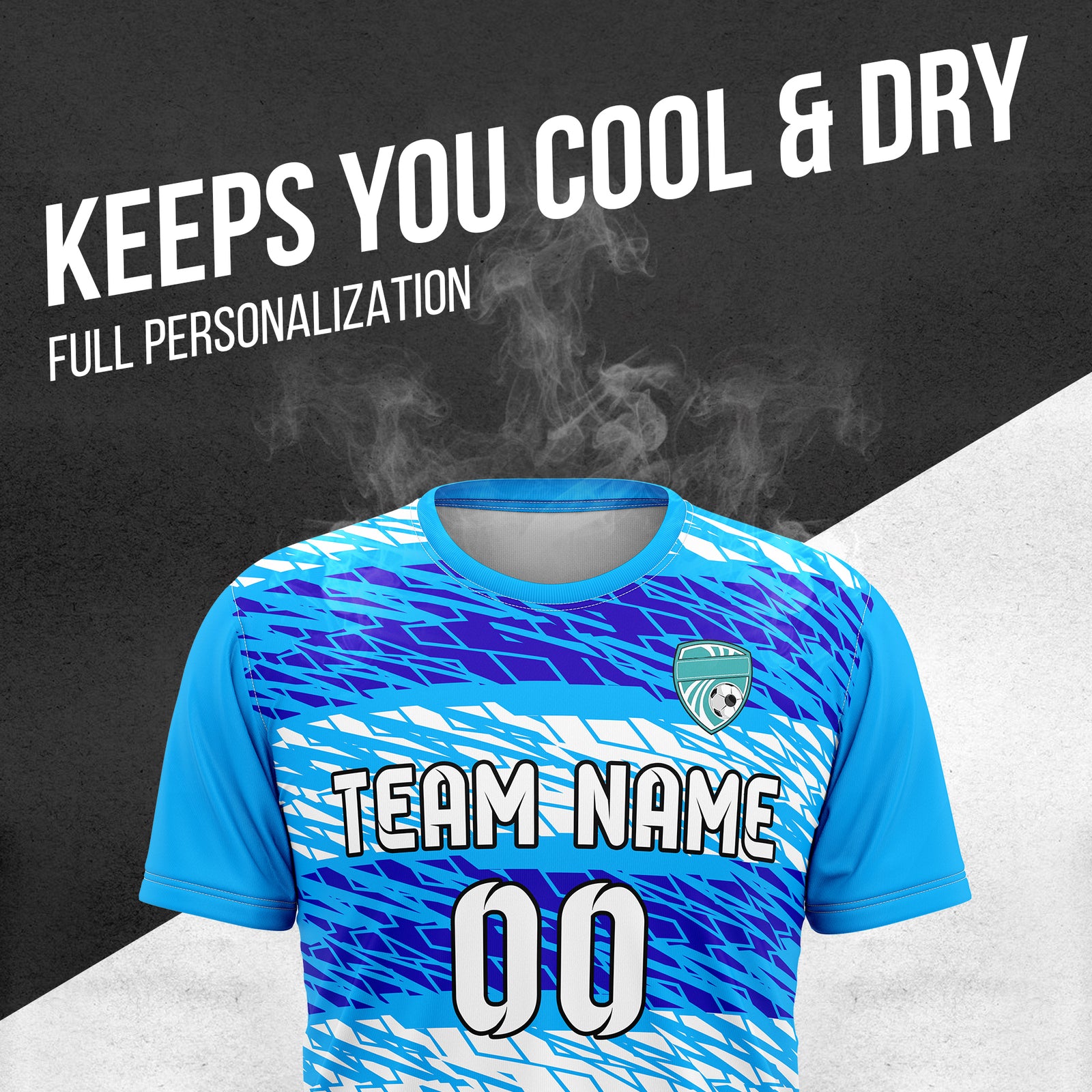 Soccer Jersey - Round Neck - Full Pattern - Design 2 - Blue