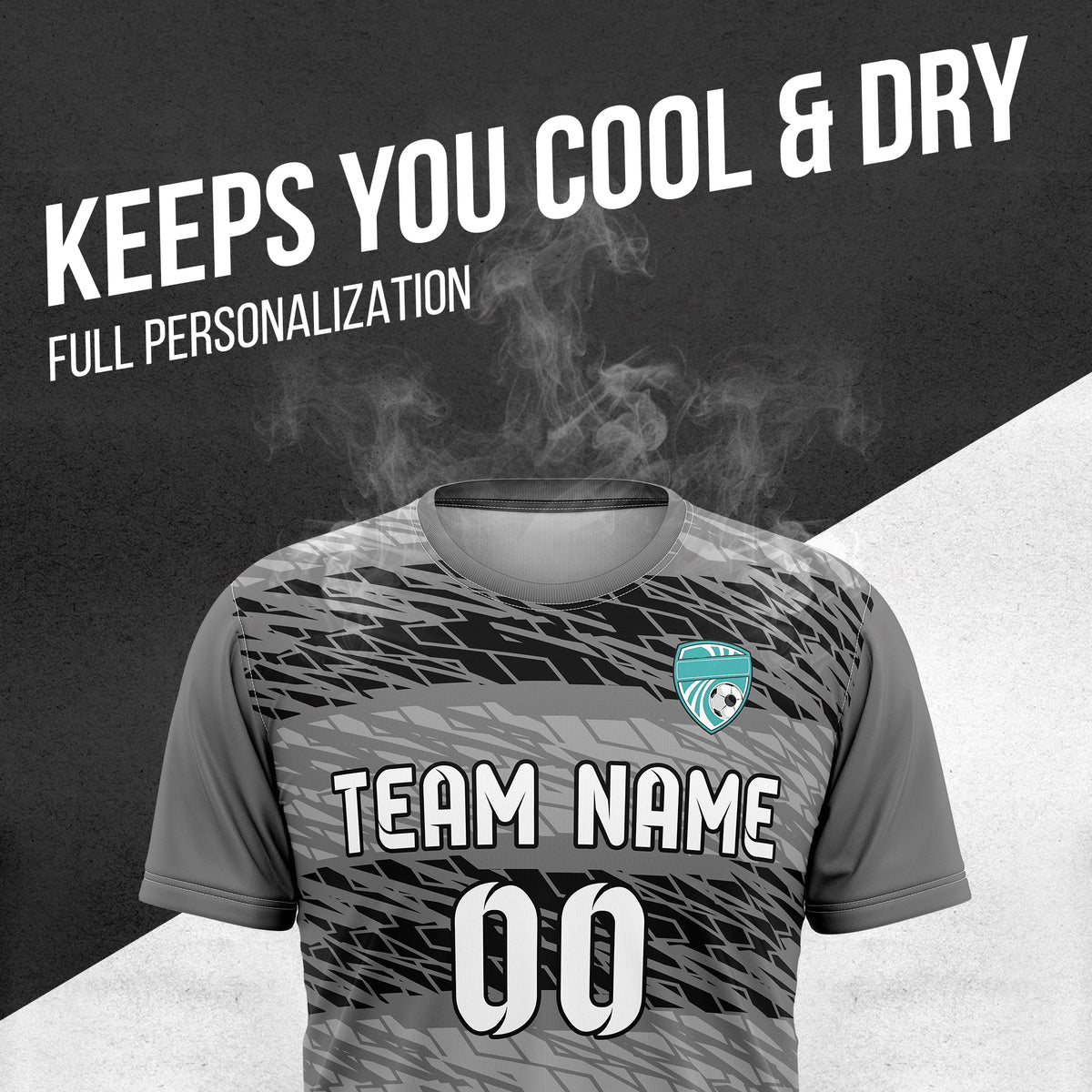 Soccer Jersey - Round Neck - Full Pattern - Design 2 - Dark Grey