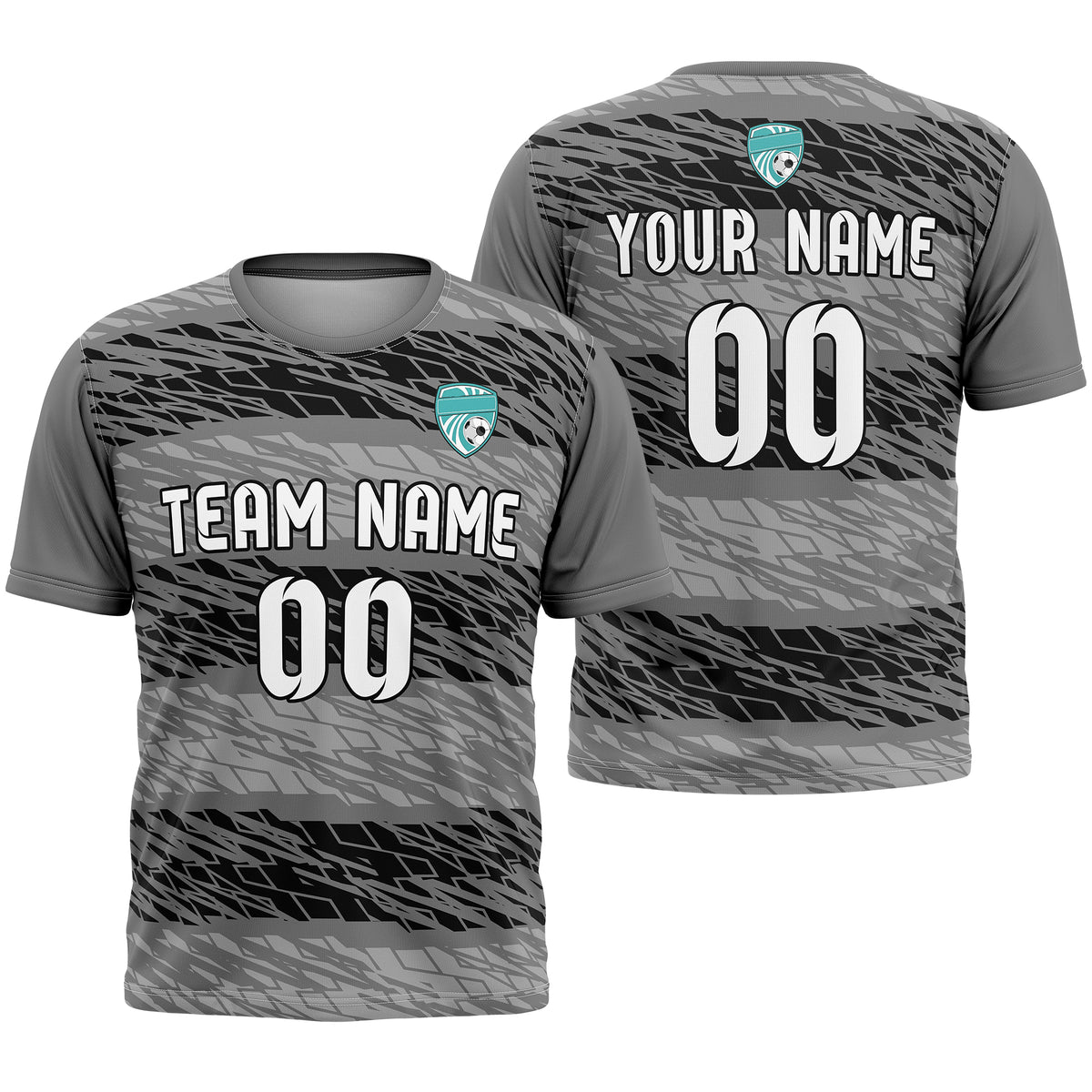 Soccer Jersey - Round Neck - Full Pattern - Design 2 - Dark Grey