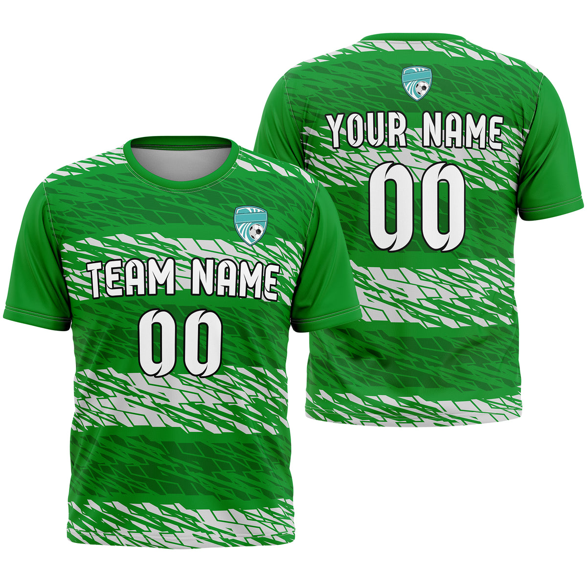 Soccer Jersey - Round Neck - Full Pattern - Design 2 - Green
