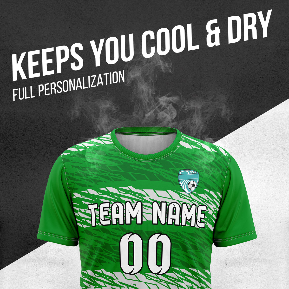 Soccer Jersey - Round Neck - Full Pattern - Design 2 - Green