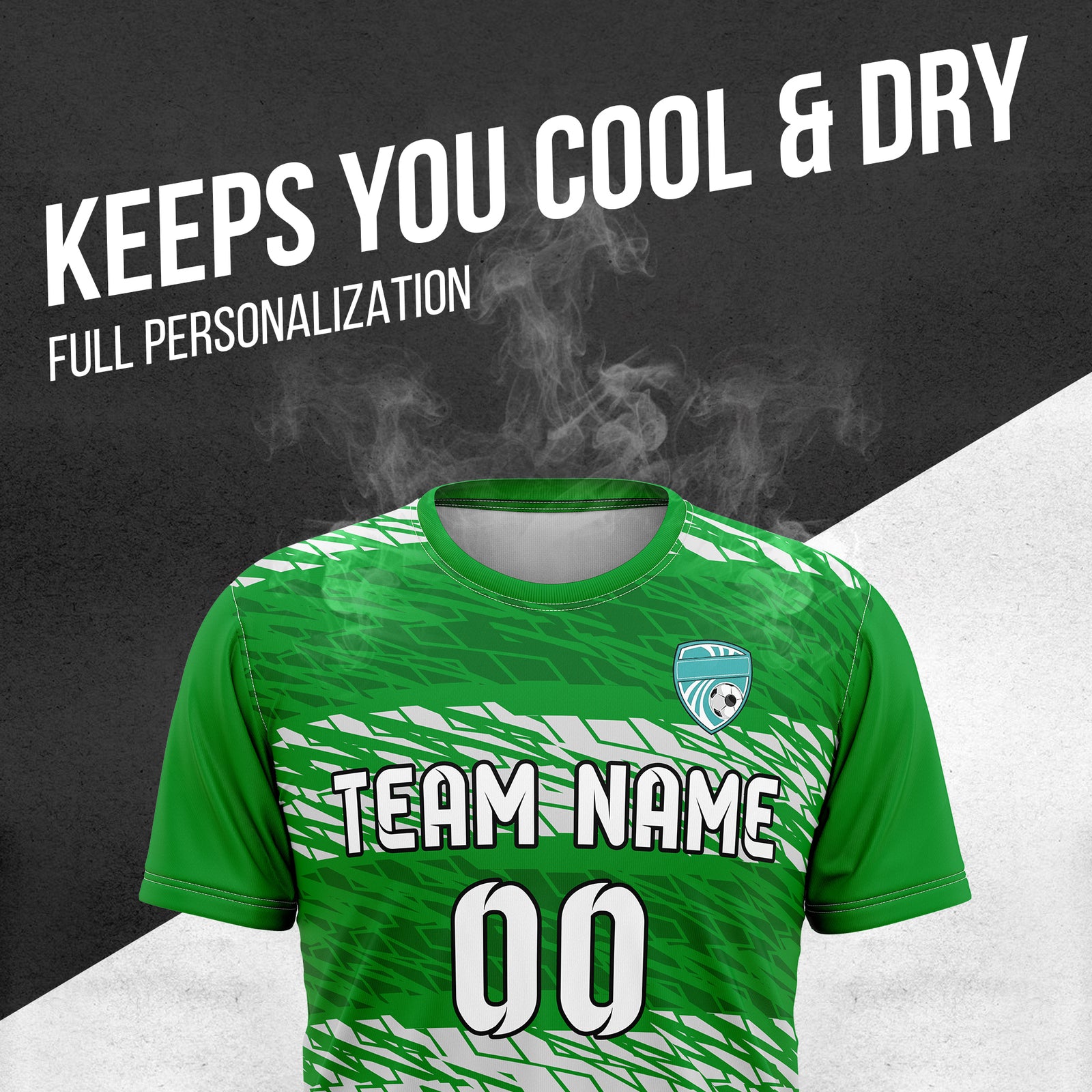 Soccer Jersey - Round Neck - Full Pattern - Design 2 - Green