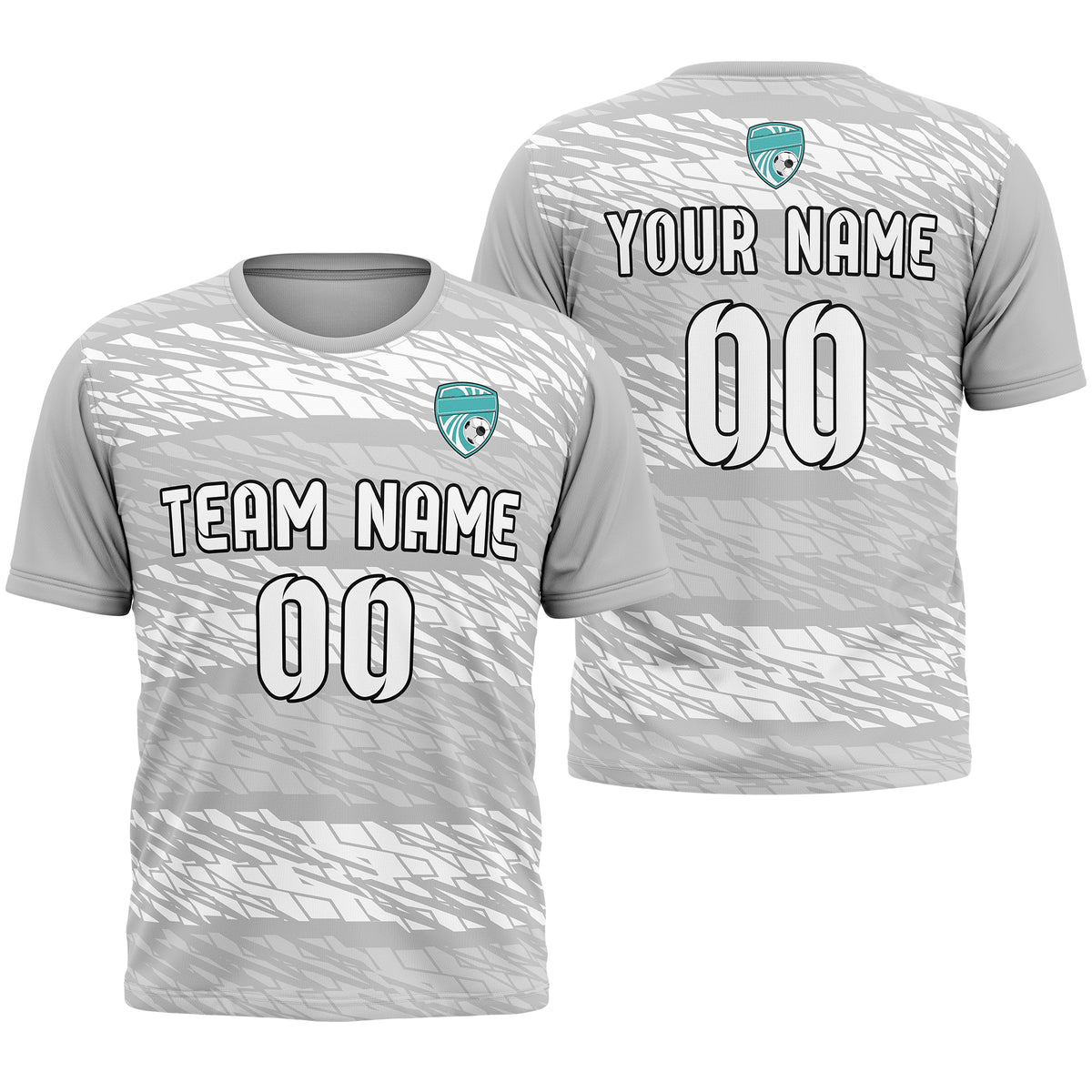 Soccer Jersey - Round Neck - Full Pattern - Design 2 - Grey