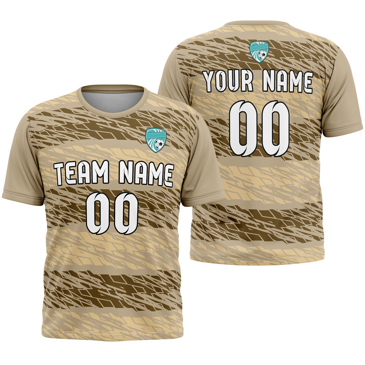 Soccer Jersey - Round Neck - Full Pattern - Design 2 - Khakhii