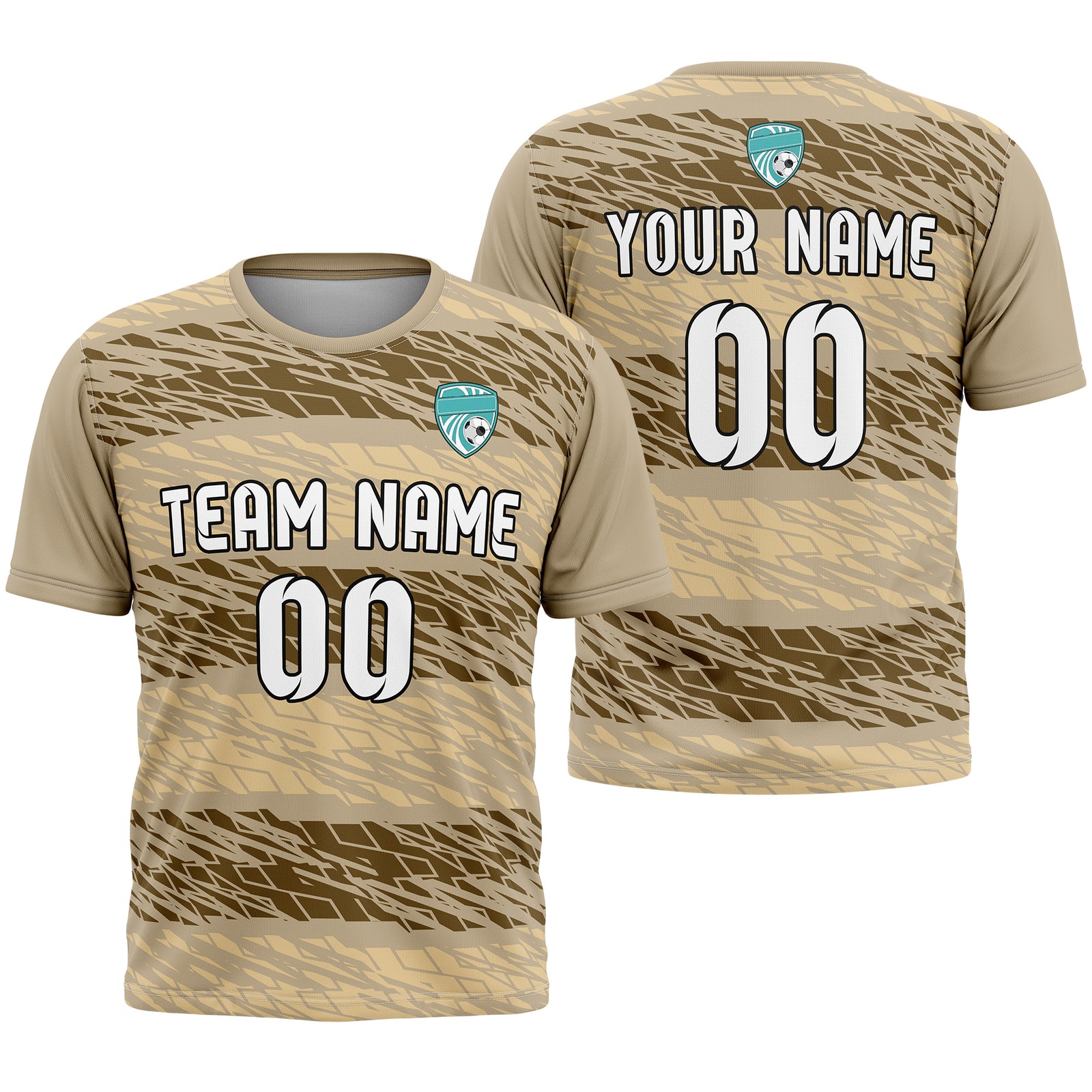 Soccer Jersey - Round Neck - Full Pattern - Design 2 - Khakhii