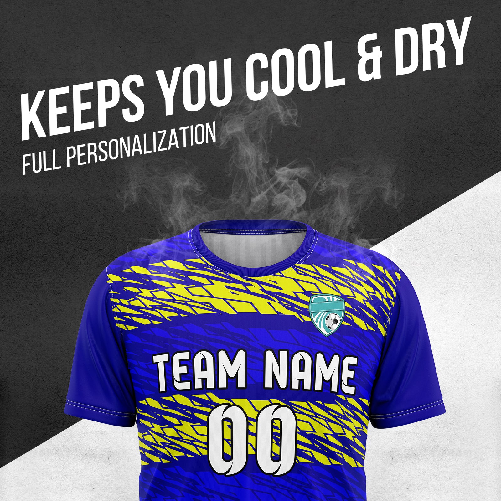 Soccer Jersey - Round Neck - Full Pattern - Design 2 - Navy