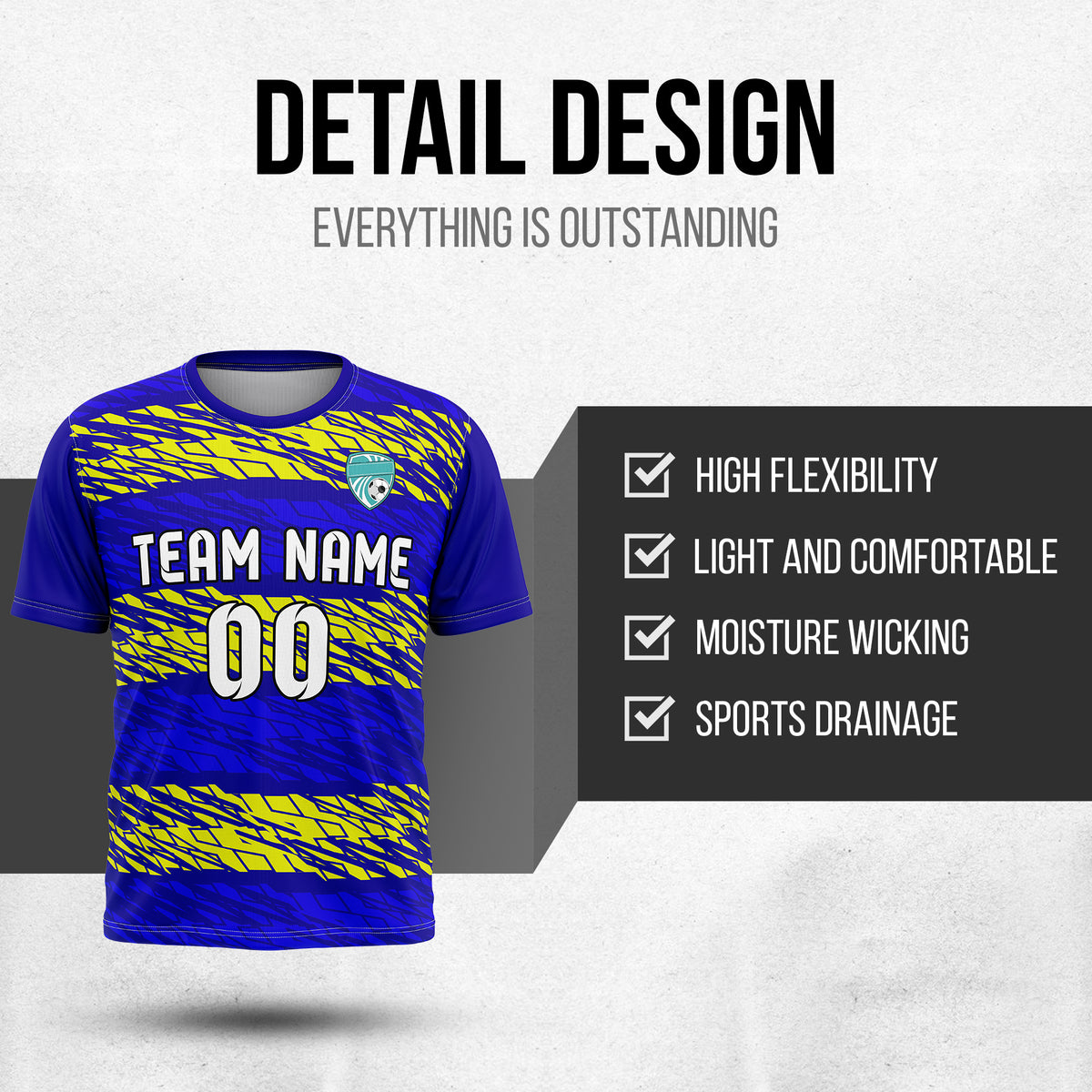 Soccer Jersey - Round Neck - Full Pattern - Design 2 - Navy