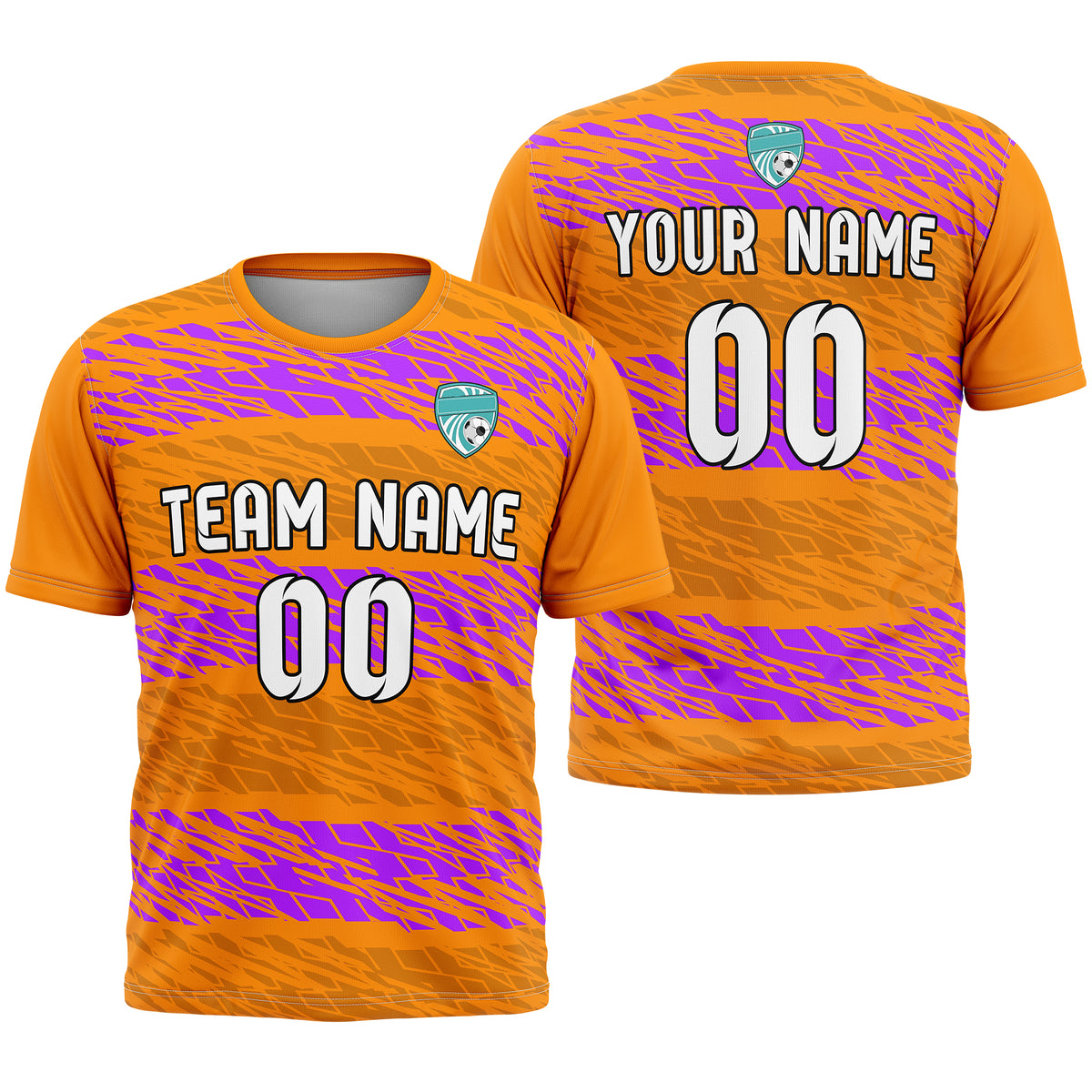 Soccer Jersey - Round Neck - Full Pattern - Design 2 - Orange