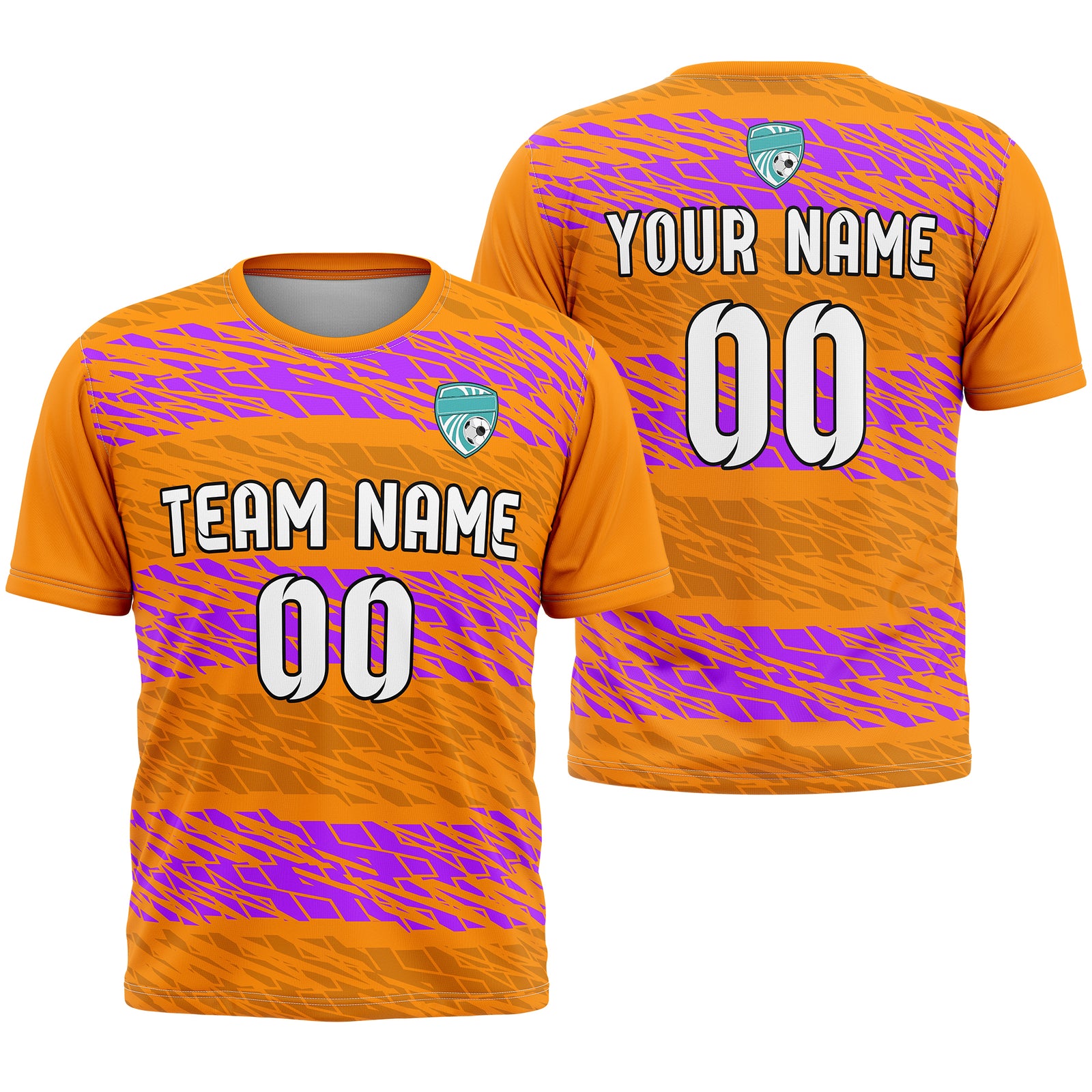 Soccer Jersey - Round Neck - Full Pattern - Design 2 - Orange