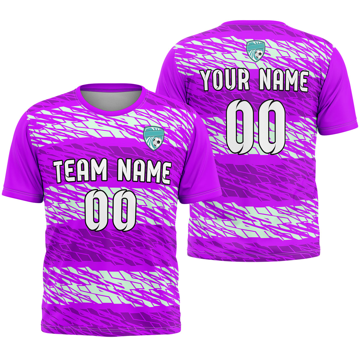 Soccer Jersey - Round Neck - Full Pattern - Design 2 - Purple
