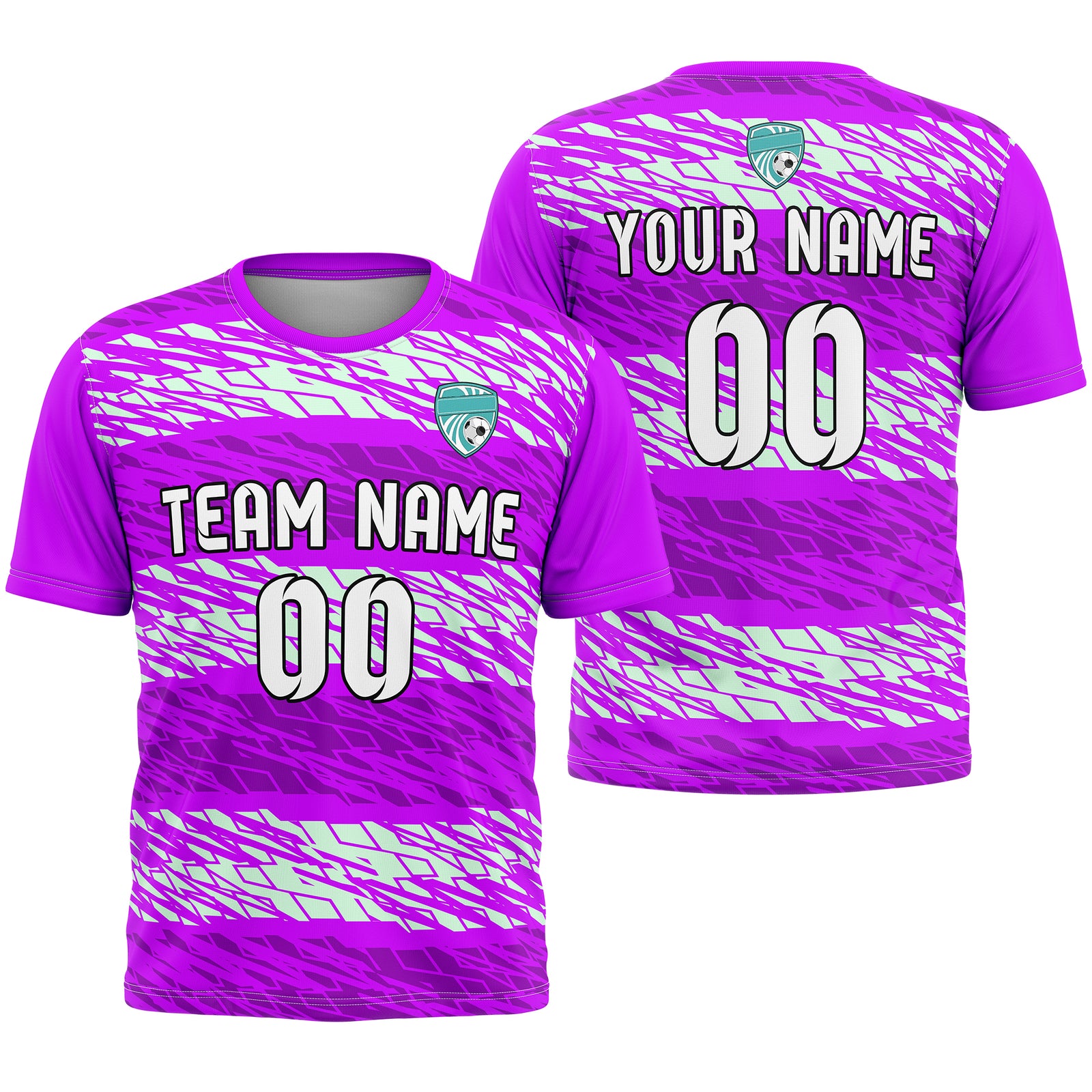 Soccer Jersey - Round Neck - Full Pattern - Design 2 - Purple