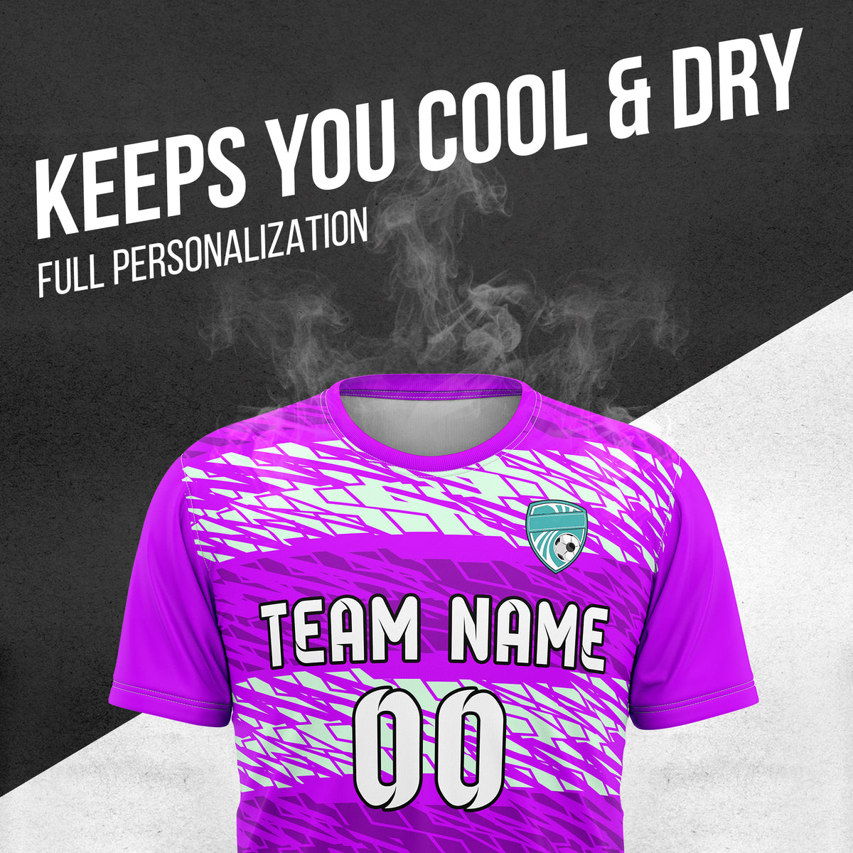 Soccer Jersey - Round Neck - Full Pattern - Design 2 - Purple