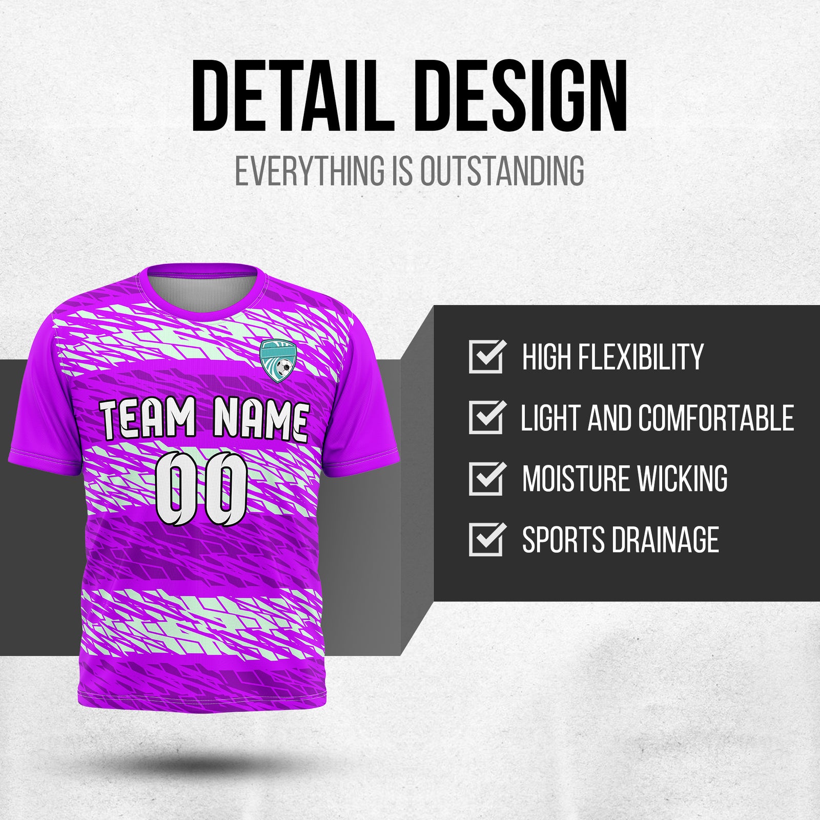 Soccer Jersey - Round Neck - Full Pattern - Design 2 - Purple