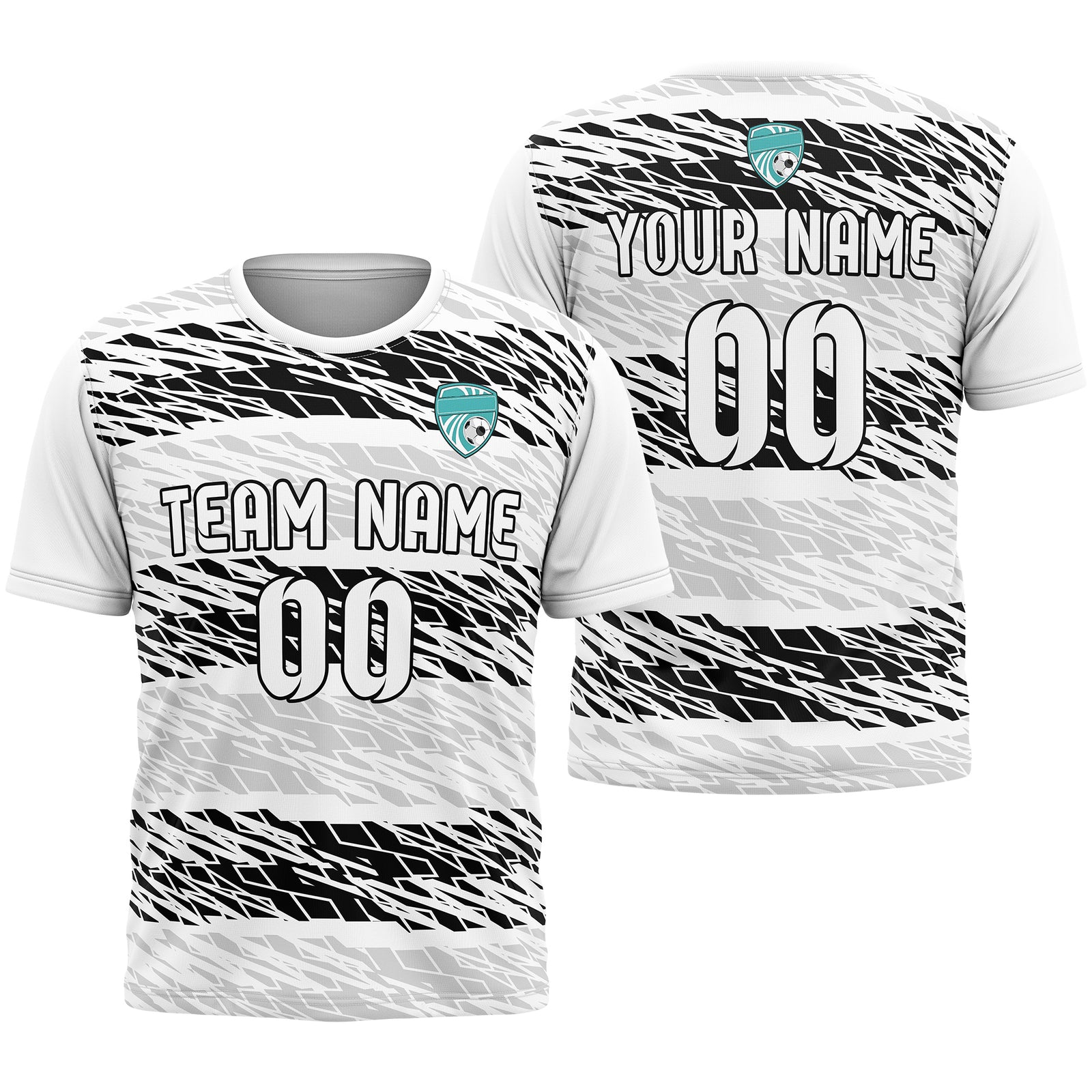 Soccer Jersey - Round Neck - Full Pattern - Design 2 - White