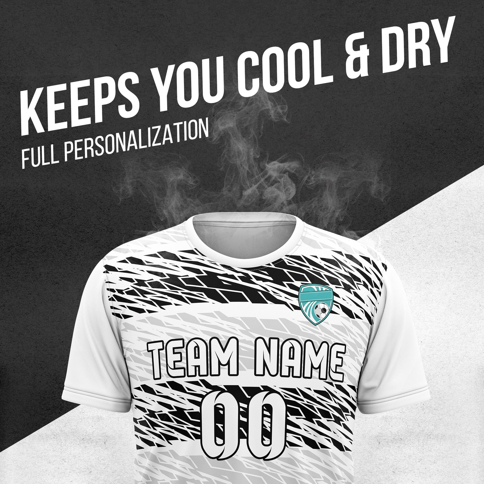 Soccer Jersey - Round Neck - Full Pattern - Design 2 - White