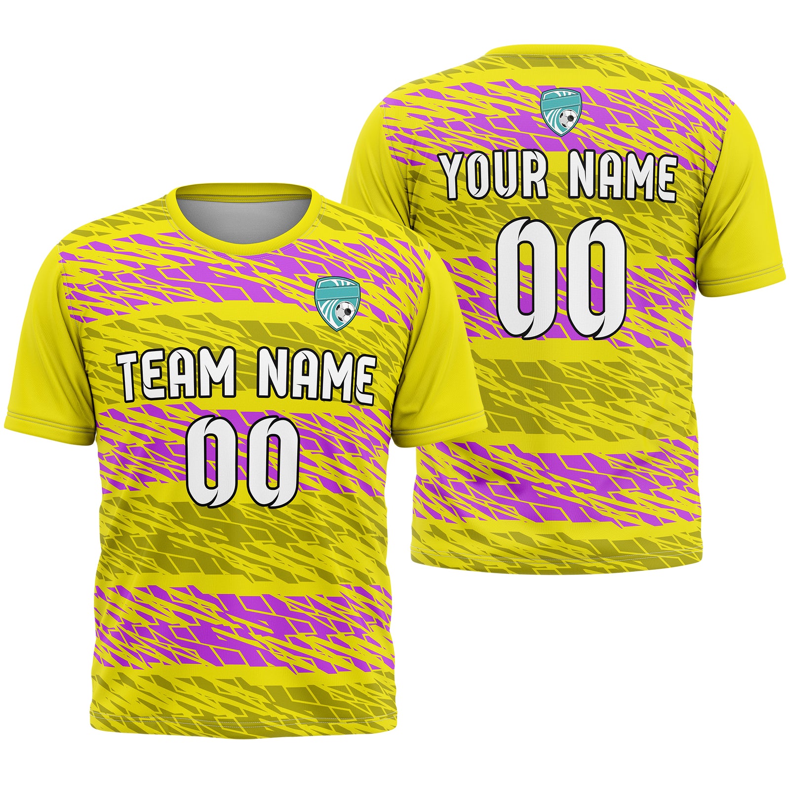 Soccer Jersey - Round Neck - Full Pattern - Design 2 - Yellow