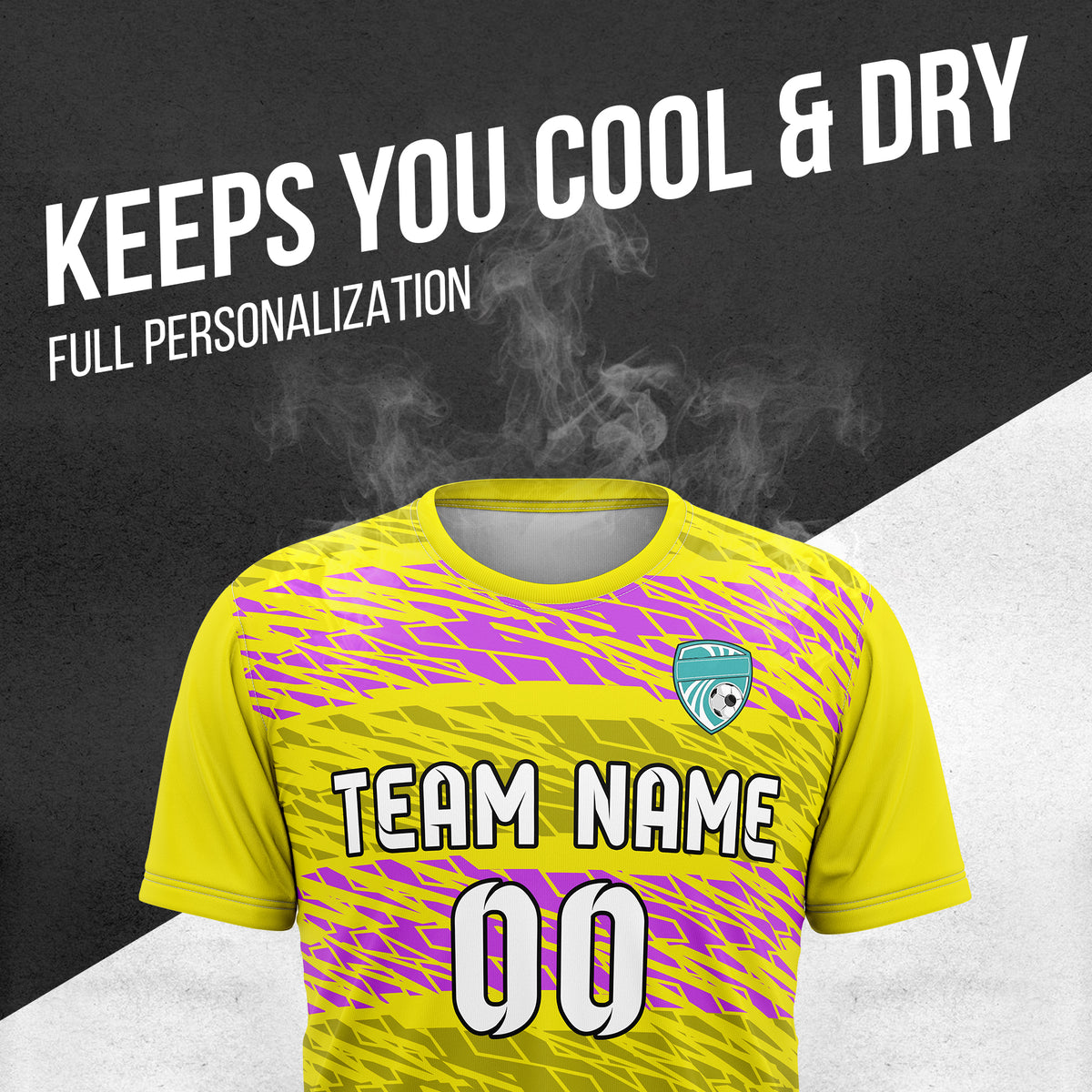 Soccer Jersey - Round Neck - Full Pattern - Design 2 - Yellow