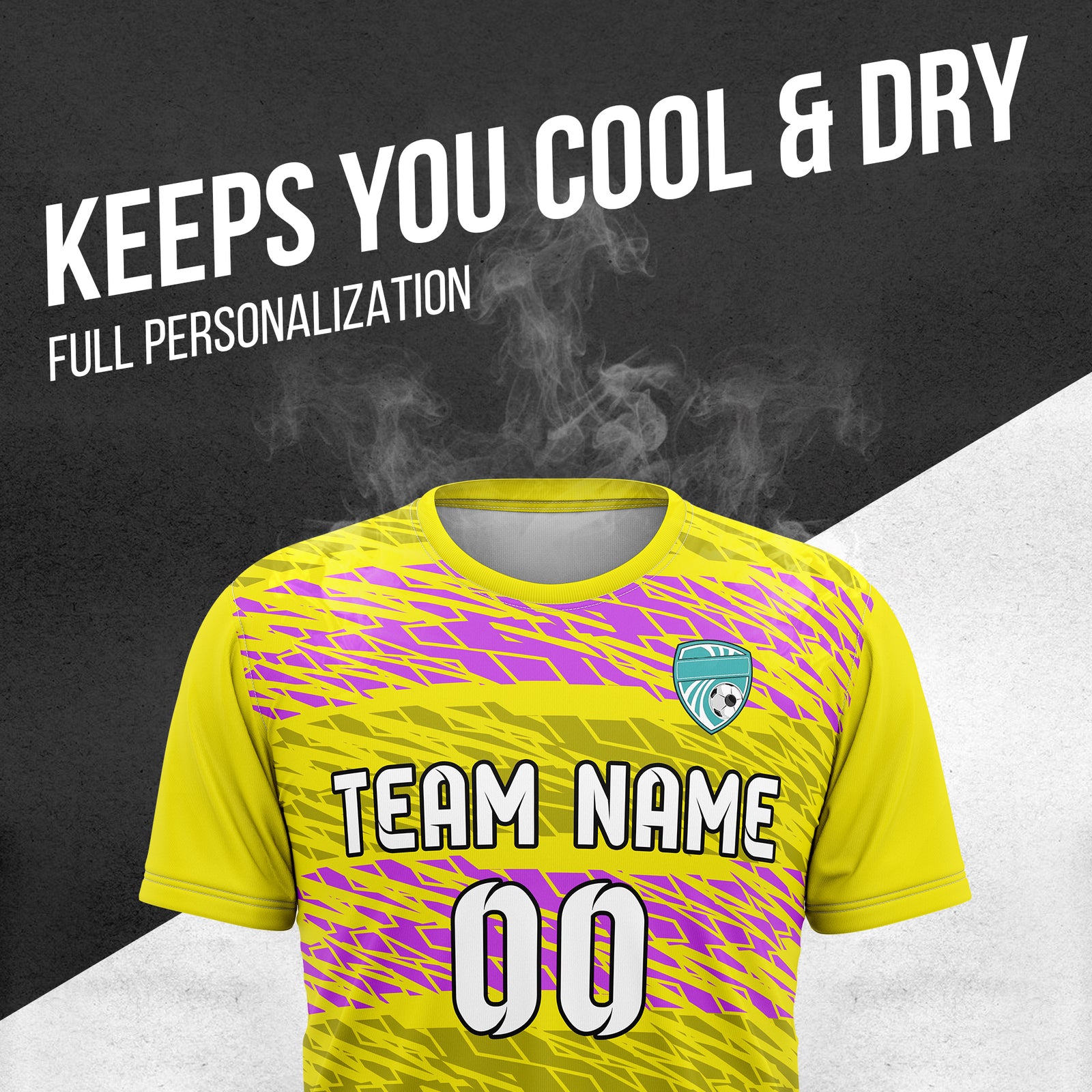 Soccer Jersey - Round Neck - Full Pattern - Design 2 - Yellow