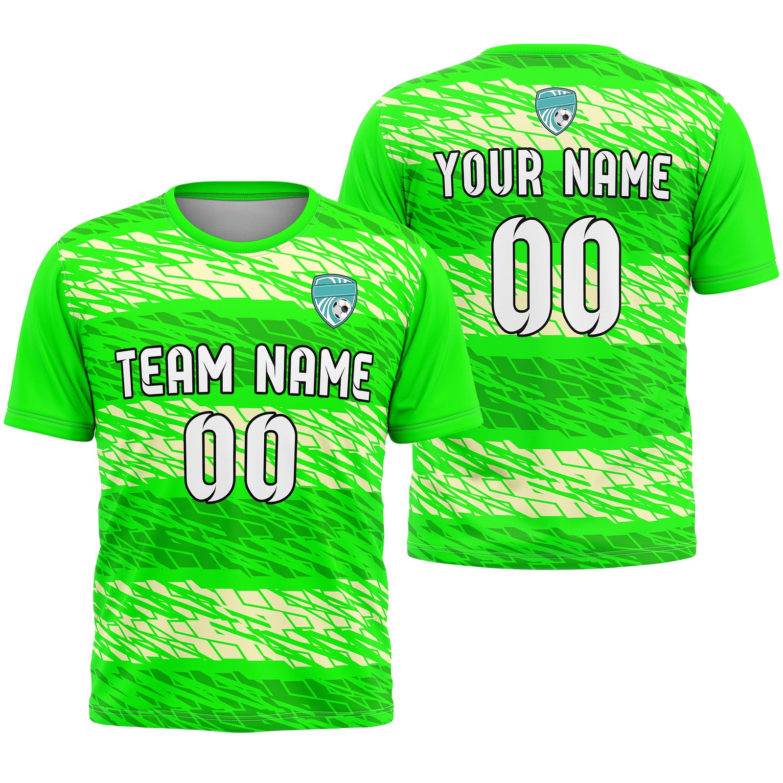 Soccer Jersey - Round Neck - Full Pattern - Design 2 - neon Green