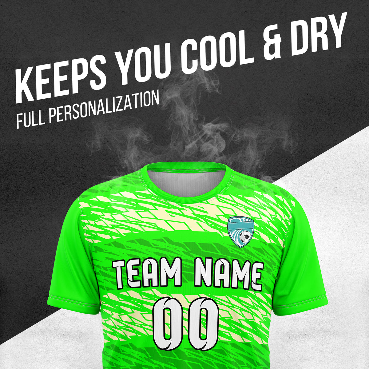 Soccer Jersey - Round Neck - Full Pattern - Design 2 - neon Green